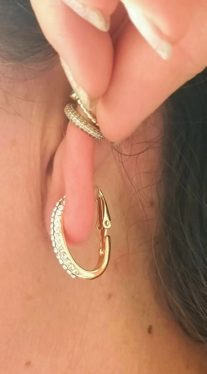 AROS SIN PERFORACIÓN ARGOLLAS CIRCONIOS INCRUSTADOS TIPO PAVÉ BAÑADAS EN ORO 18K - 4