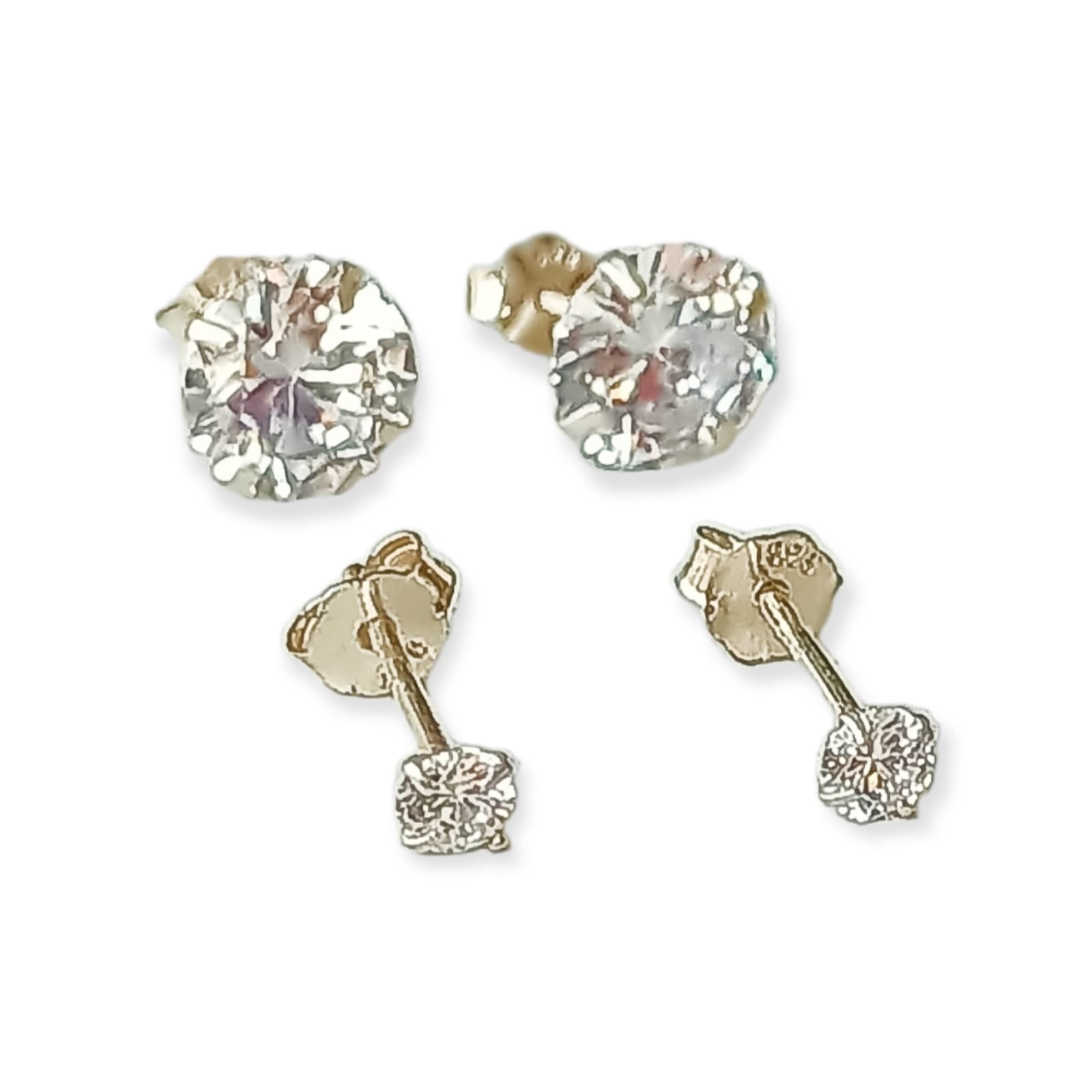 SET AROS CONJUNTO PUNTO DE LUZ ZIRCONIA PLATA FINA 3MM MÁS 5MM - 1