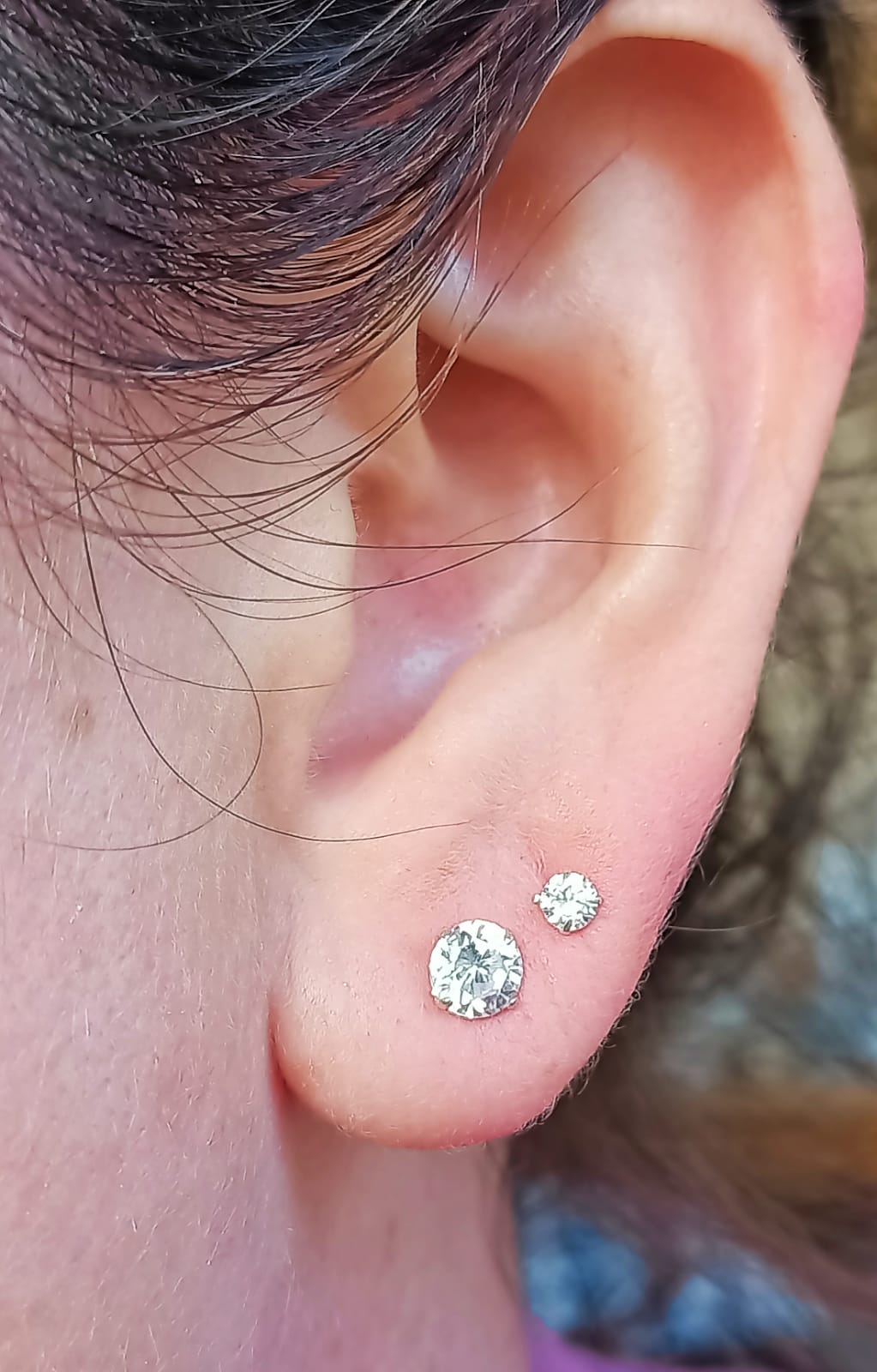 SET AROS CONJUNTO PUNTO DE LUZ ZIRCONIA PLATA FINA 3MM MÁS 5MM - 2