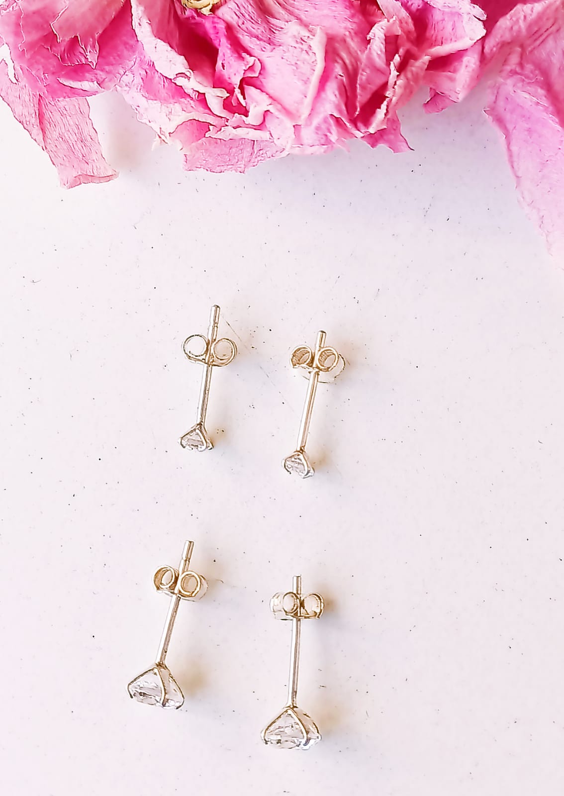 SET AROS CONJUNTO PUNTO DE LUZ ZIRCONIA PLATA FINA 3MM MÁS 5MM - 3