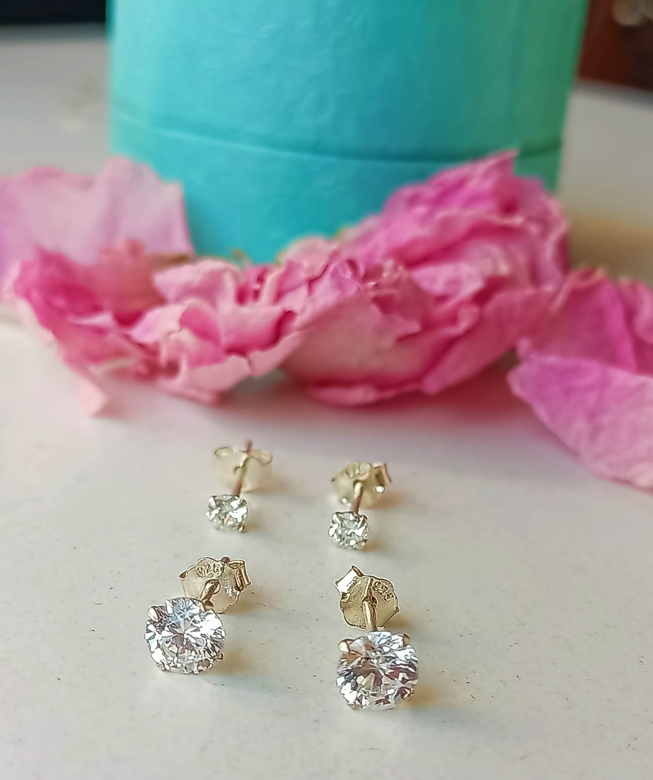 SET AROS CONJUNTO PUNTO DE LUZ ZIRCONIA PLATA FINA 3MM MÁS 5MM - 4