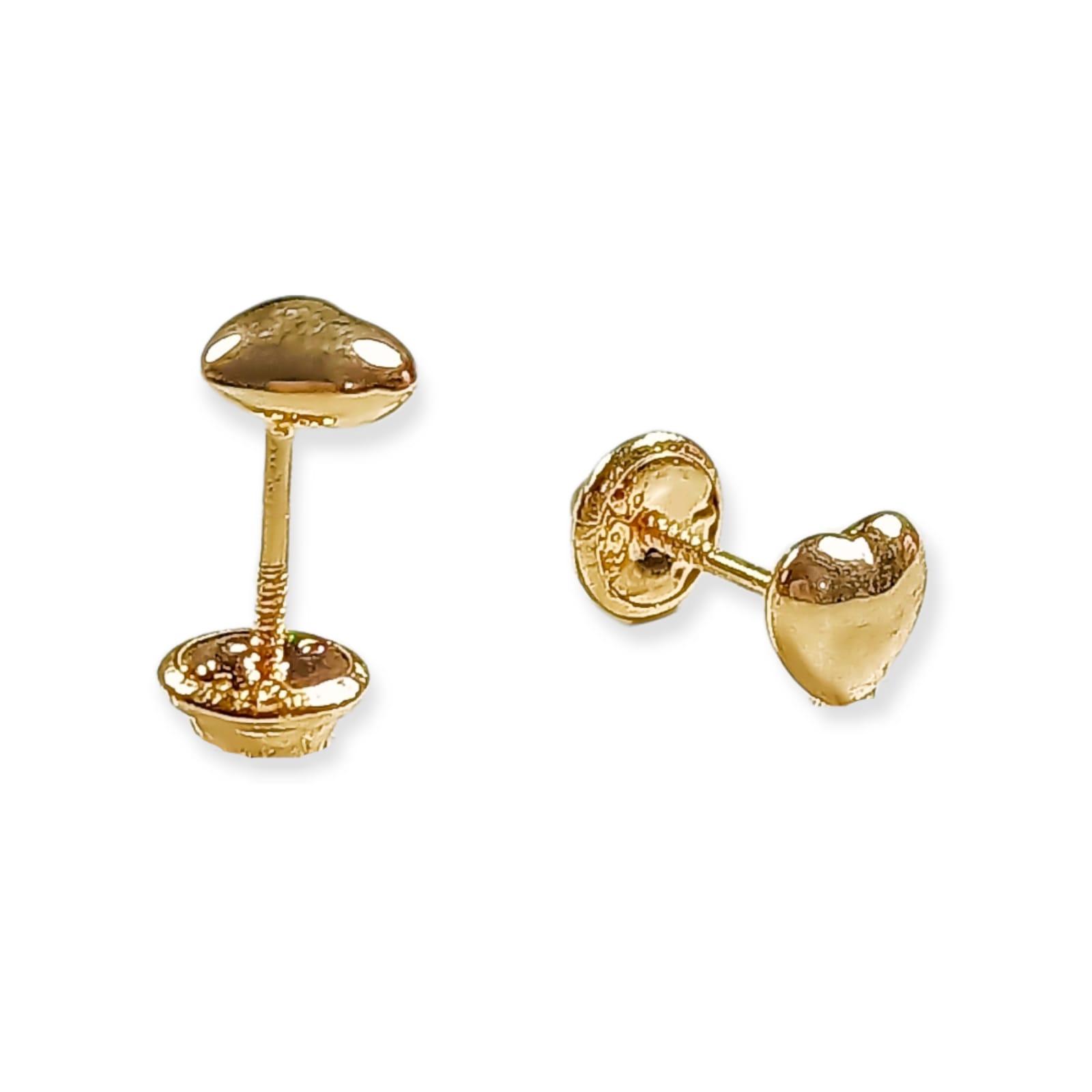 AROS PIERCING HELIX PUNTO CORAZON TUERCA ORO 18K TAPA SEGURIDAD BEBE - 1