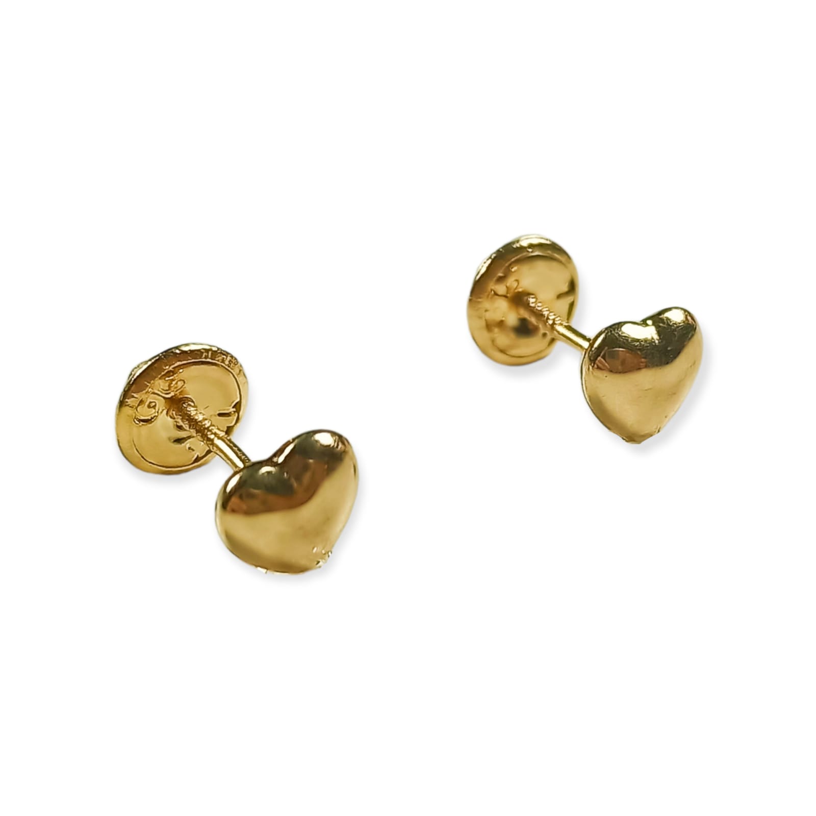 AROS PIERCING HELIX PUNTO CORAZON TUERCA ORO 18K TAPA SEGURIDAD BEBE - 3
