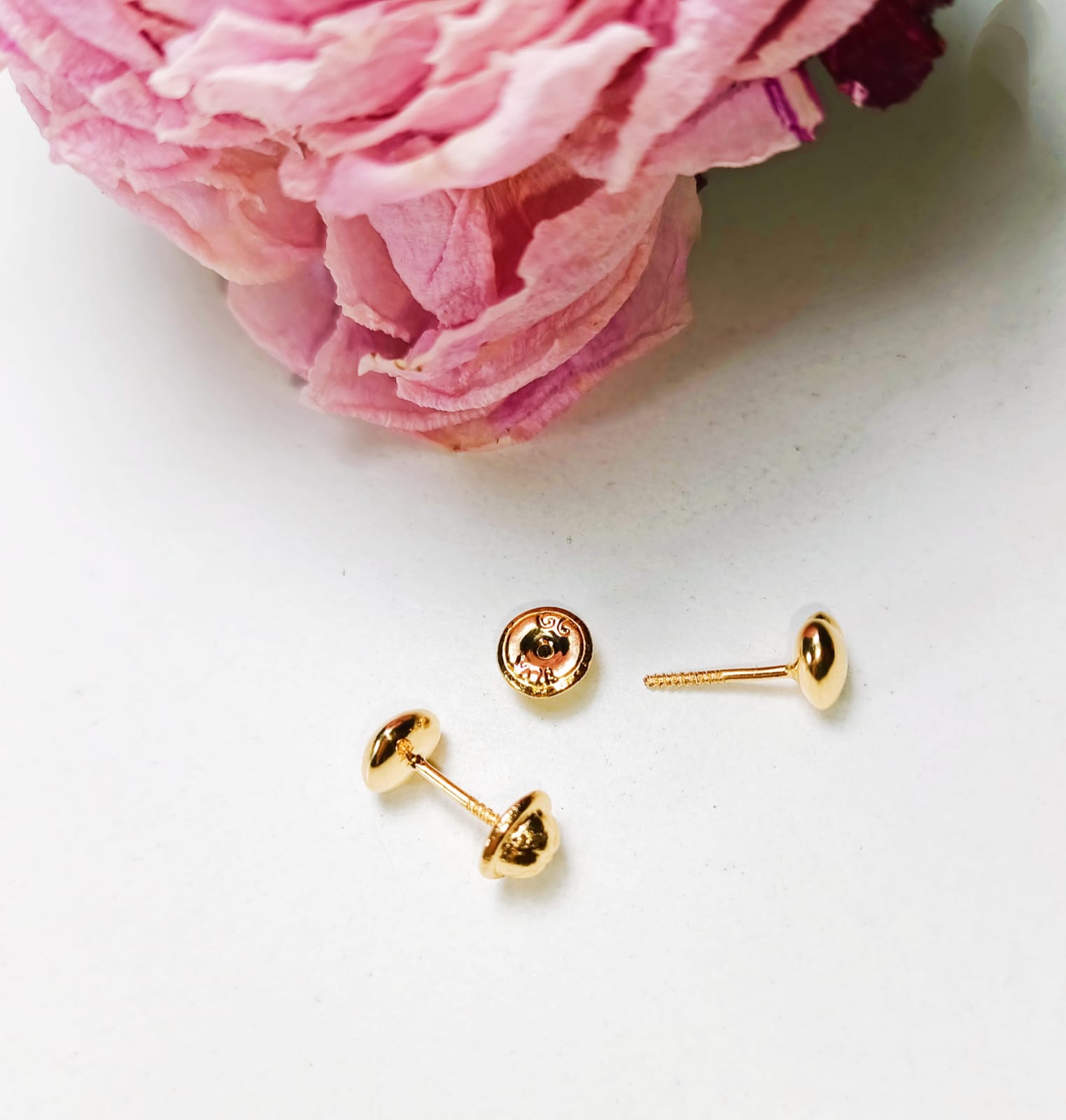 AROS PIERCING HELIX PUNTO CORAZON TUERCA ORO 18K TAPA SEGURIDAD BEBE - 4
