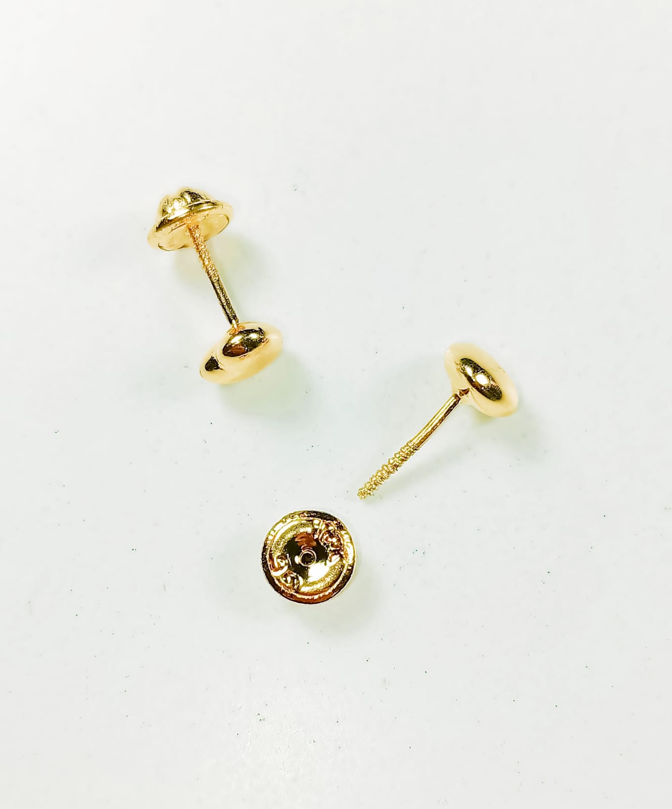 AROS PIERCING HELIX PUNTO CORAZON TUERCA ORO 18K TAPA SEGURIDAD BEBE - 7
