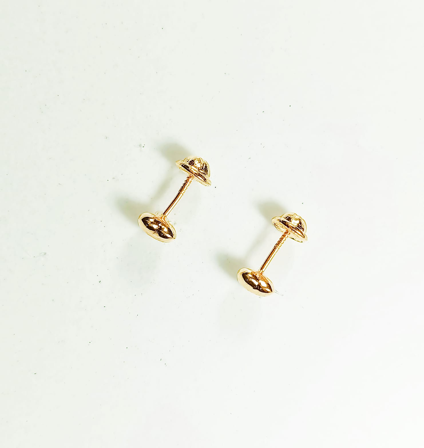 AROS PIERCING HELIX PUNTO CORAZON TUERCA ORO 18K TAPA SEGURIDAD BEBE - 8