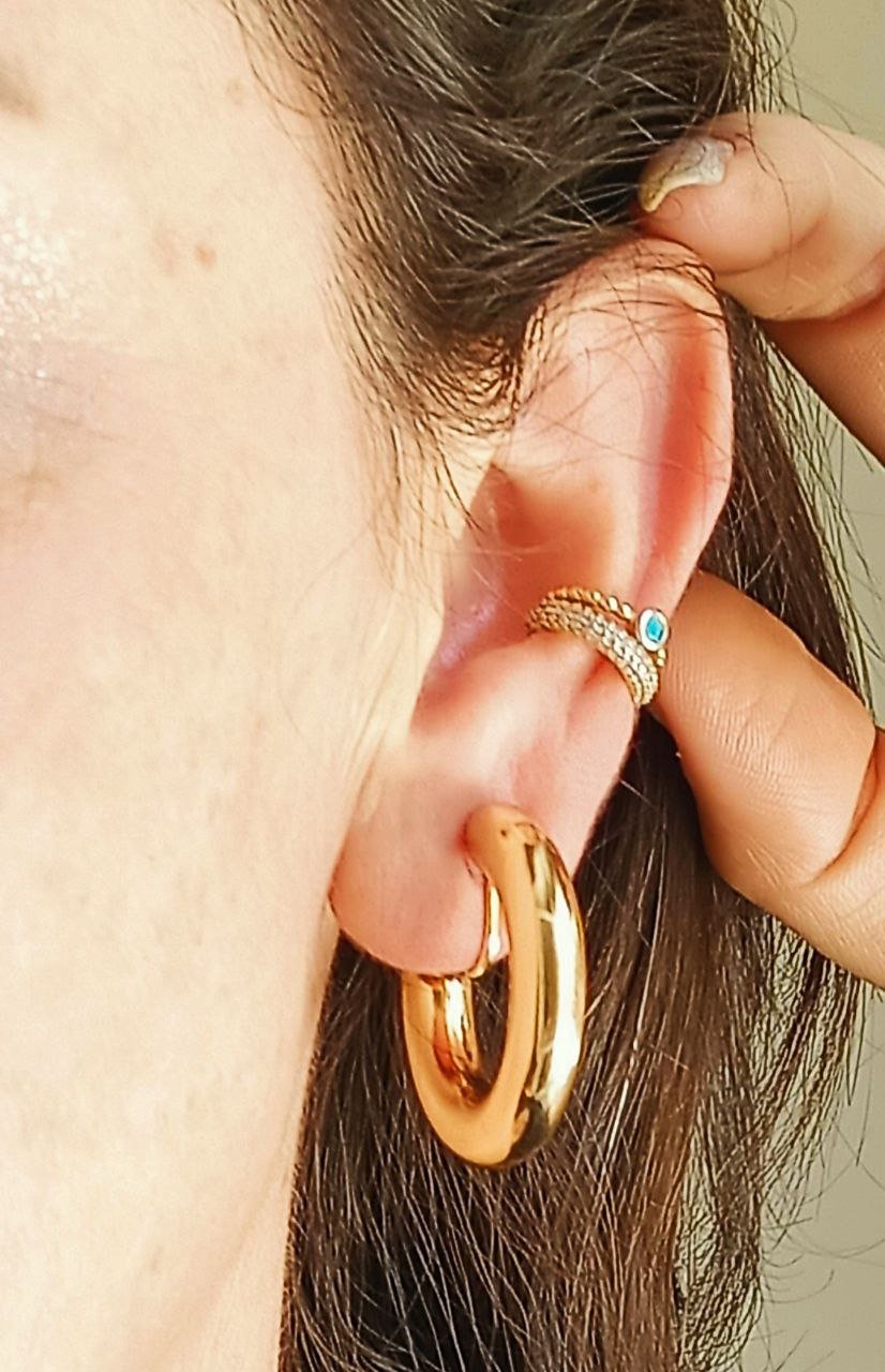 AROS SIN PERFORACION ARGOLLAS CHUNKY BAÑADAS EN ORO - 2