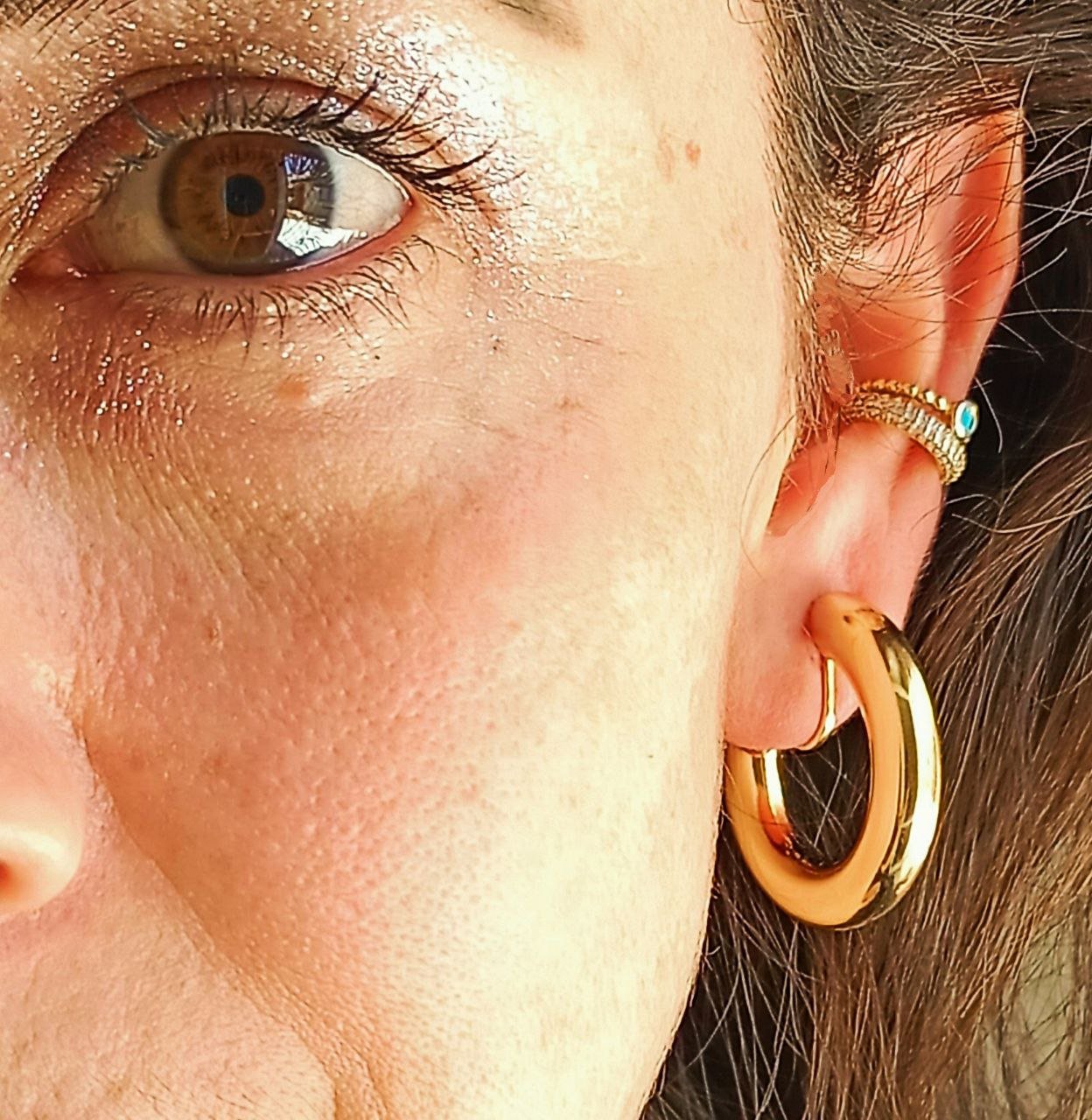 AROS SIN PERFORACION ARGOLLAS CHUNKY BAÑADAS EN ORO - 4