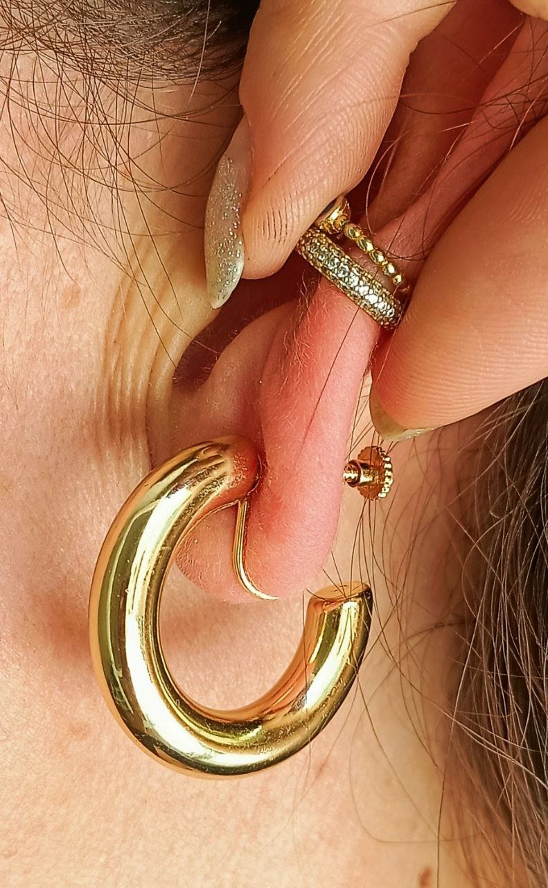 AROS SIN PERFORACION ARGOLLAS CHUNKY BAÑADAS EN ORO - 5