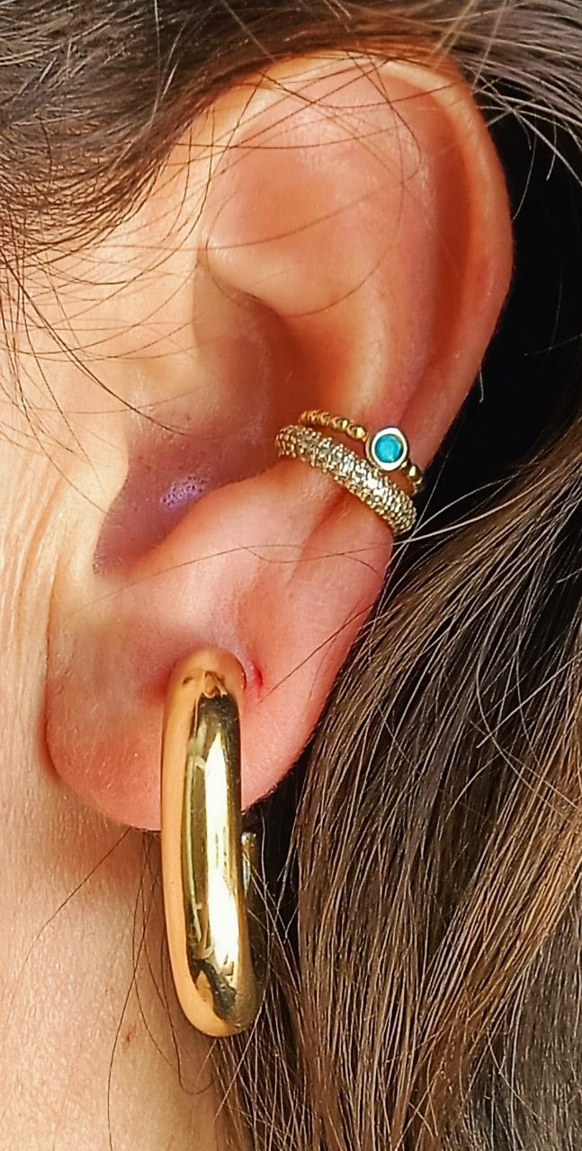 AROS SIN PERFORACION ARGOLLAS CHUNKY BAÑADAS EN ORO - 7
