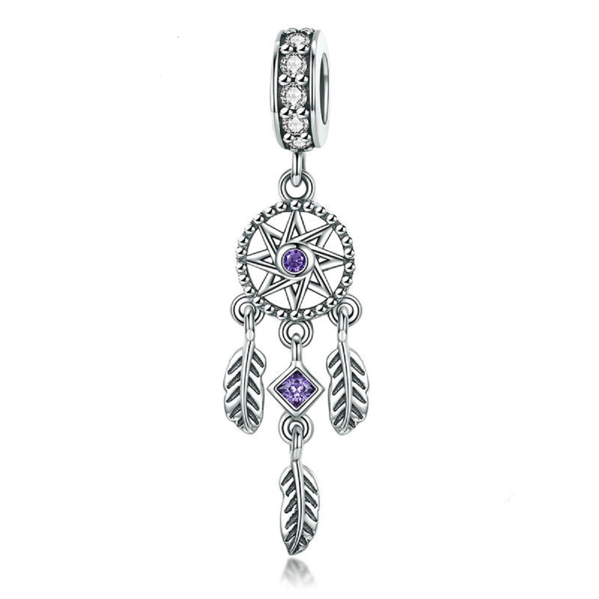 CHARM DIJE ABALORIO ATRAPASUEÑOS PULSERA O COLGANTE LILA - 1