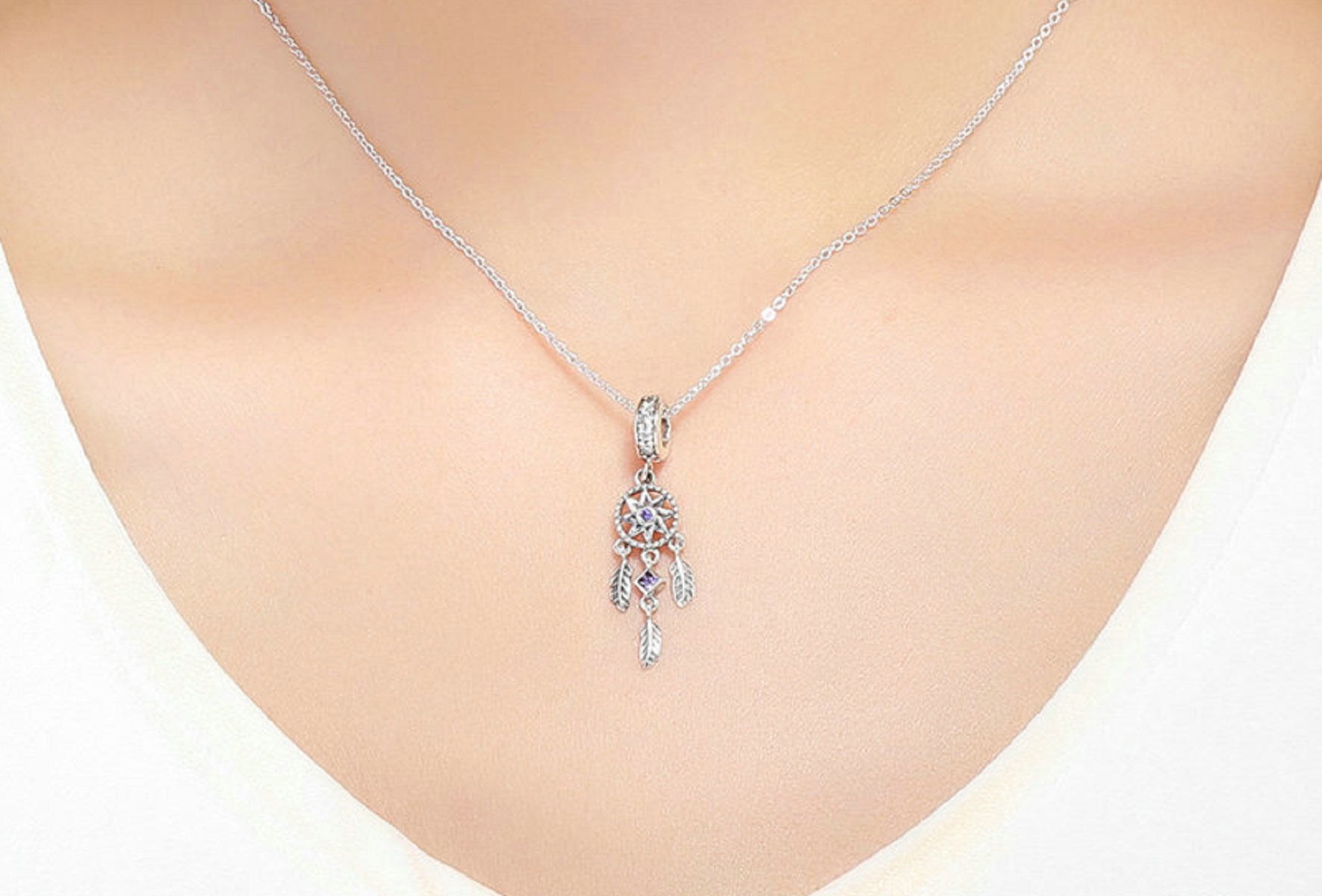 CHARM DIJE ABALORIO ATRAPASUEÑOS PULSERA O COLGANTE LILA - 3