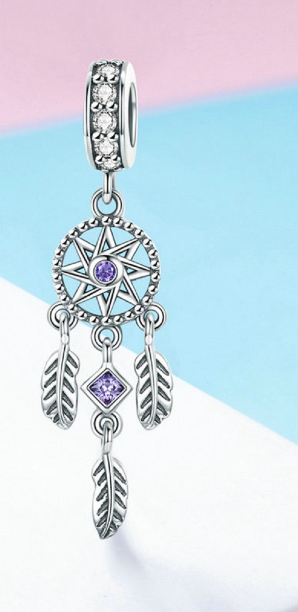 CHARM DIJE ABALORIO ATRAPASUEÑOS PULSERA O COLGANTE LILA - 4