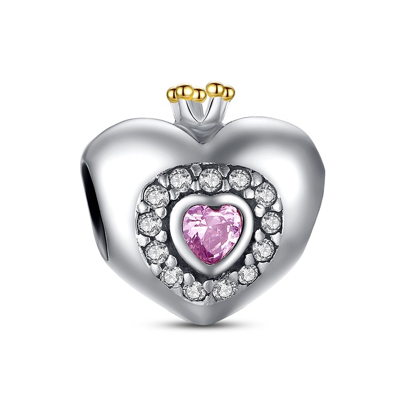 CHARM DIJE ABALORIO PULSERA COLGANTE CORAZÓN PRINCESA - 1