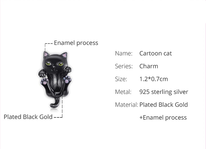 CHARM DIJE ABALORIO GATO GATITO PULSERA COLGANTE PLATA 925 - 2