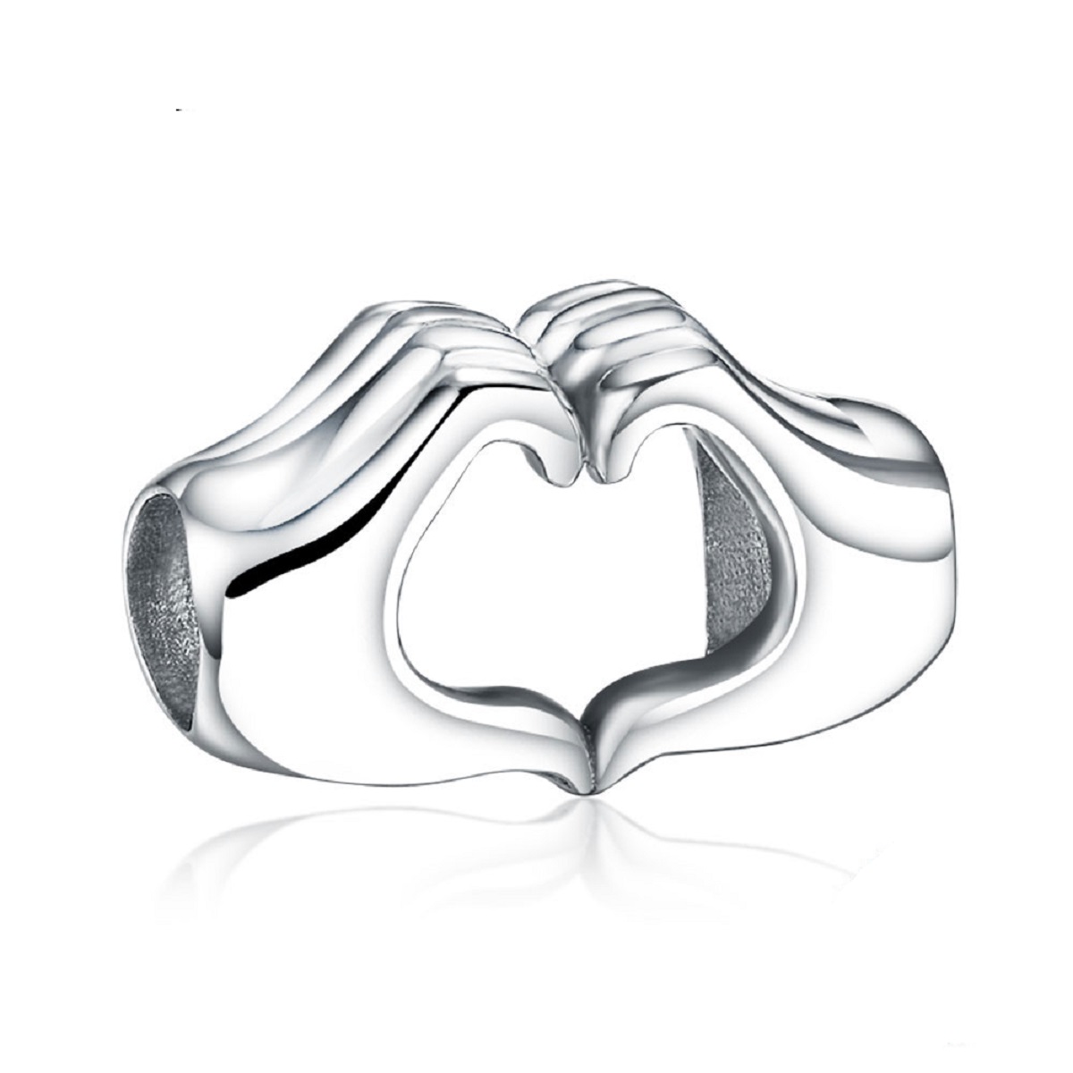 CHARM DIJE ABALORIO PLATA 925 MANO CORAZÓN - 1