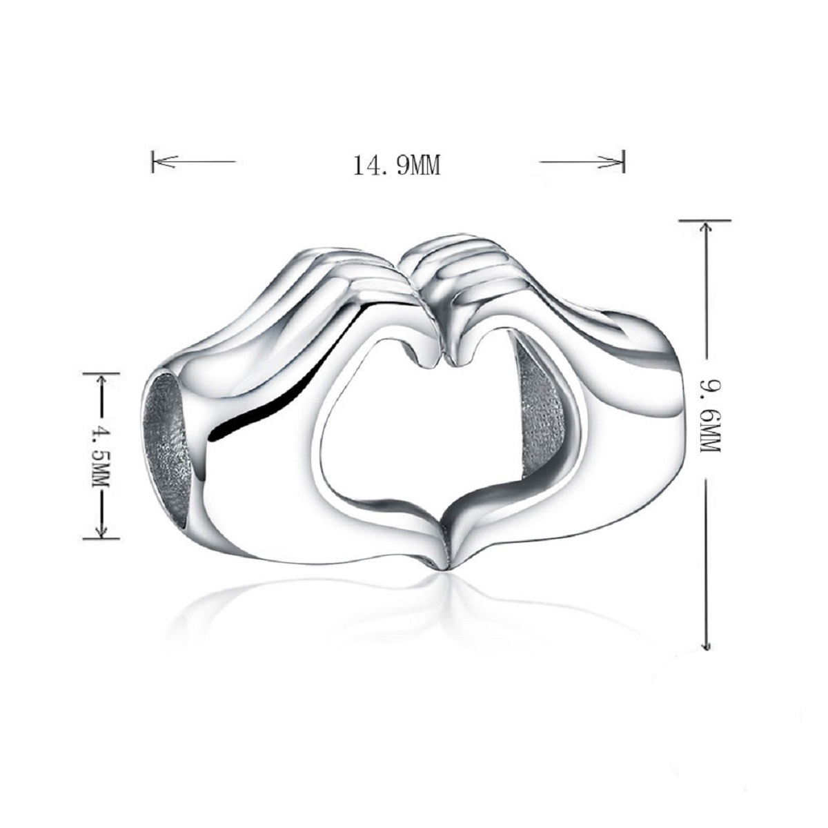 CHARM DIJE ABALORIO PLATA 925 MANO CORAZÓN - 3
