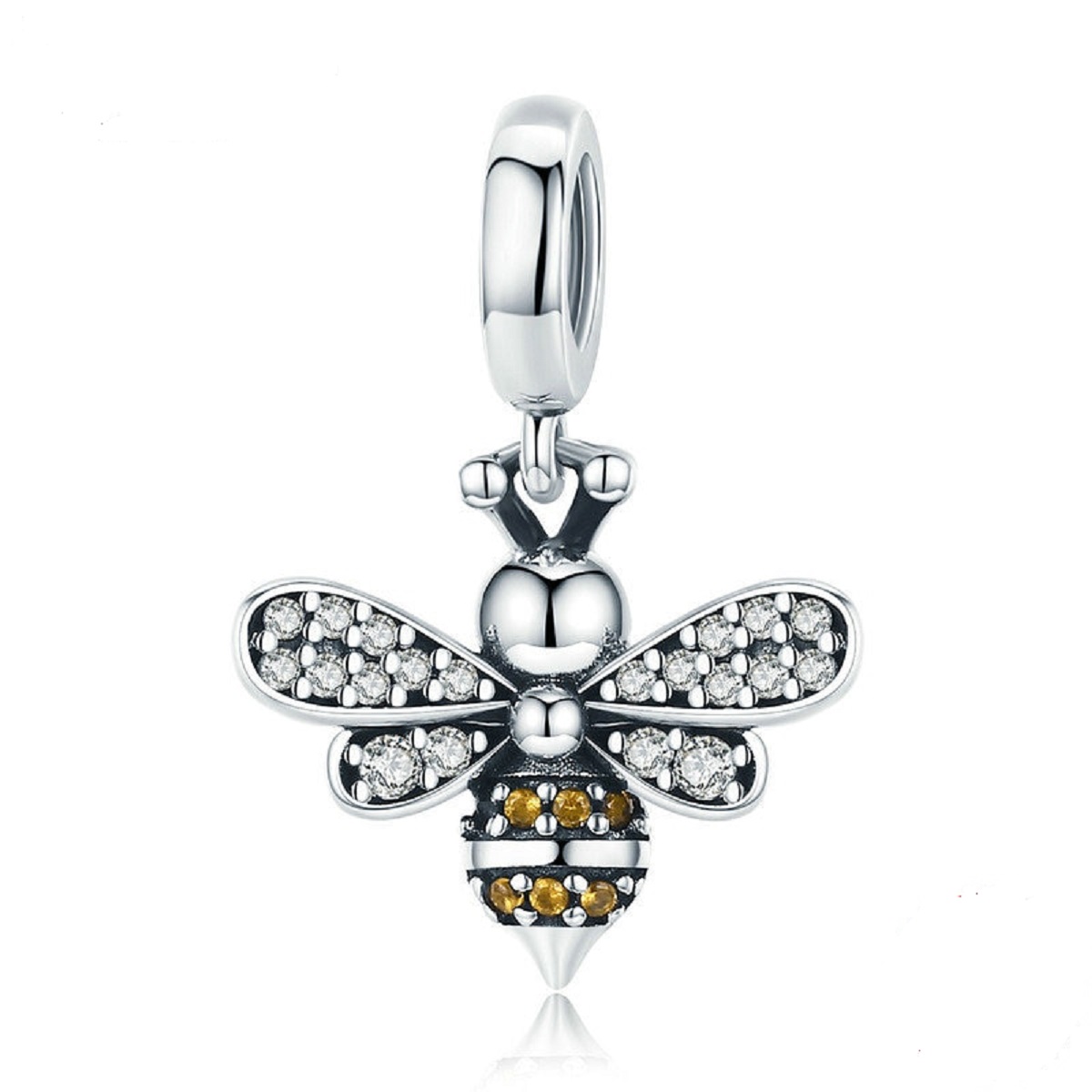 CHARM DIJE ABALORIO ABEJA BRILLANTE PLATA 925 - 1