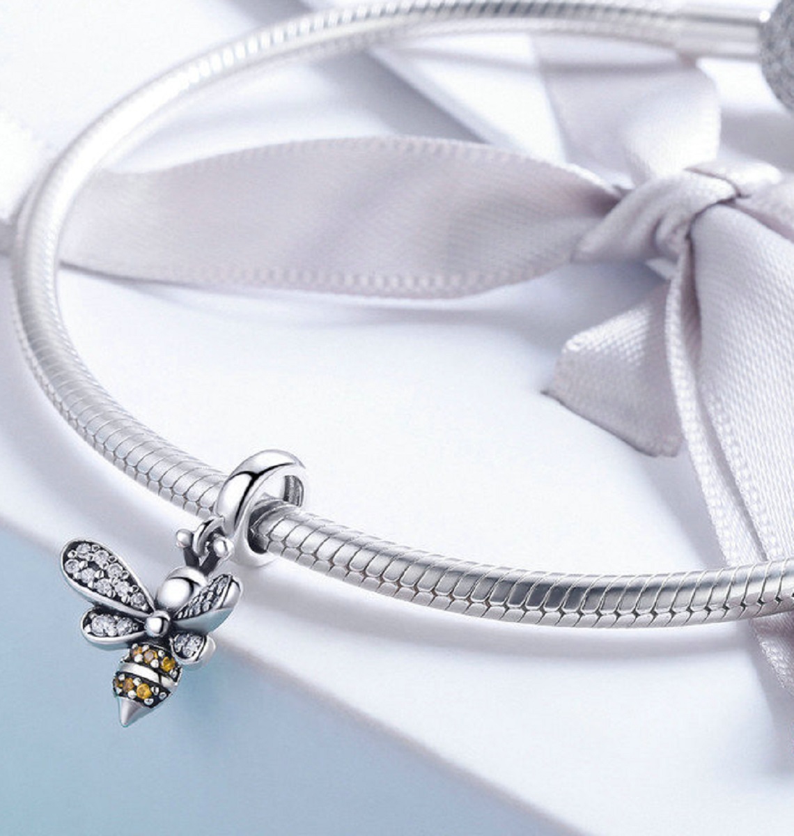 CHARM DIJE ABALORIO ABEJA BRILLANTE PLATA 925 - 2