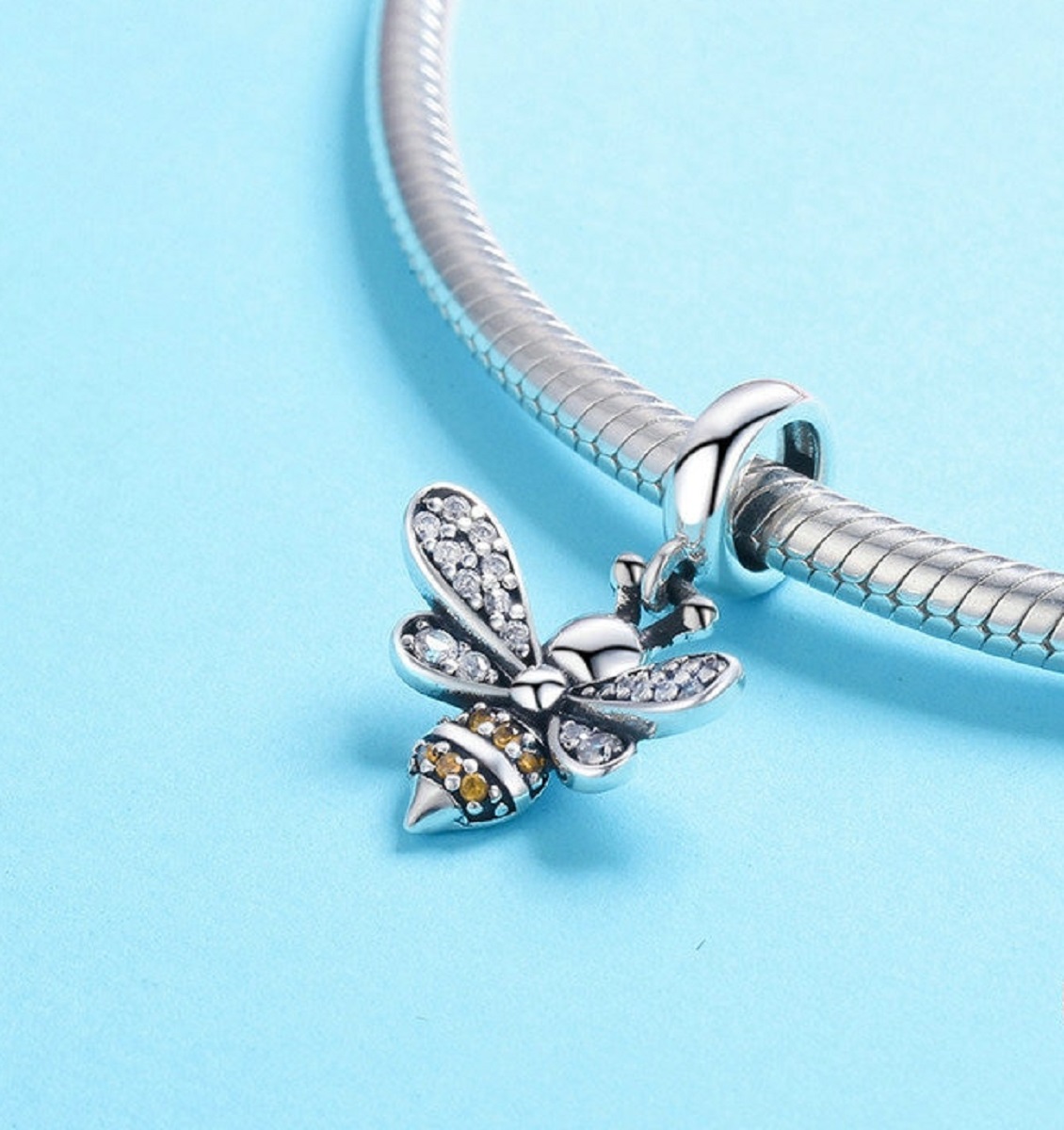 CHARM DIJE ABALORIO ABEJA BRILLANTE PLATA 925 - 3
