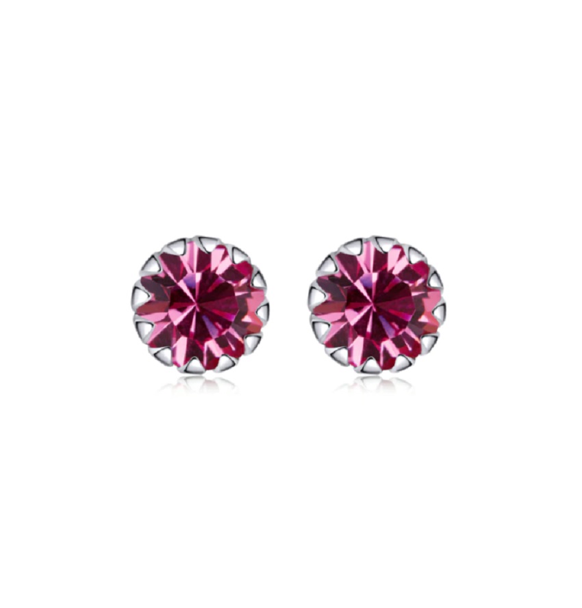 PENDIENTES COLORES PUNTOS DE LUZ 5MM PLATA FINA LEY S925 - 1
