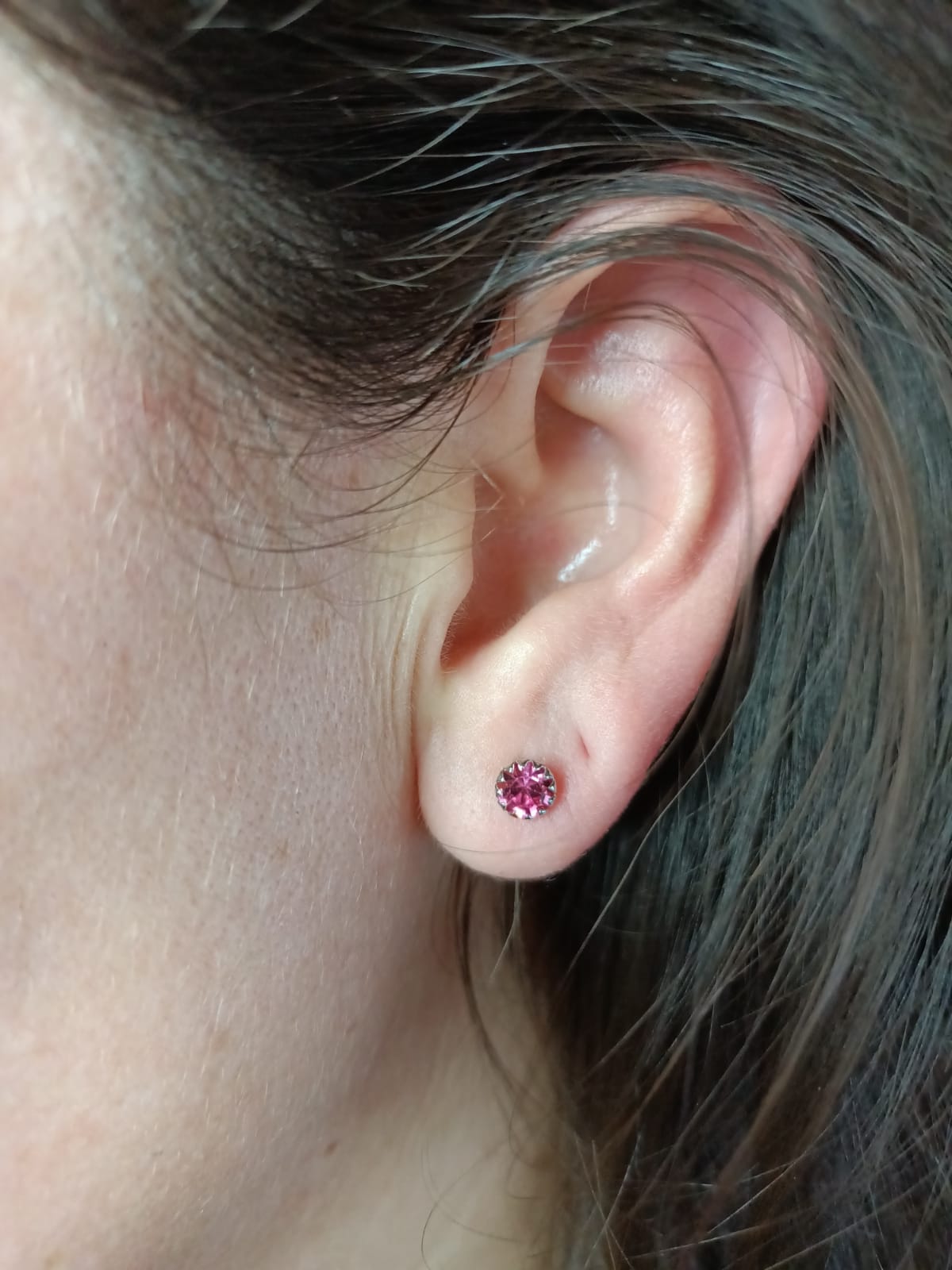 PENDIENTES COLORES PUNTOS DE LUZ 5MM PLATA FINA LEY S925 - 3