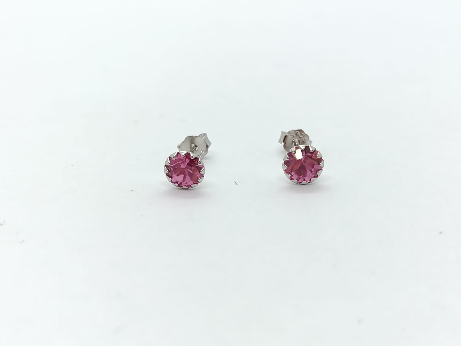 PENDIENTES COLORES PUNTOS DE LUZ 5MM PLATA FINA LEY S925 - 4
