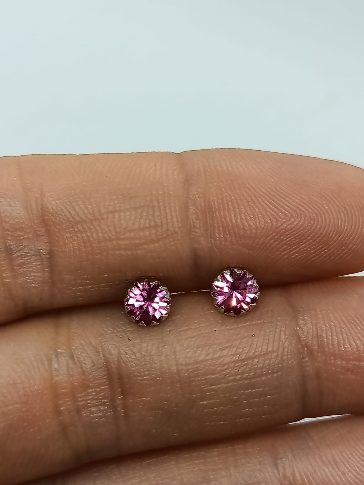 PENDIENTES COLORES PUNTOS DE LUZ 5MM PLATA FINA LEY S925 - 5