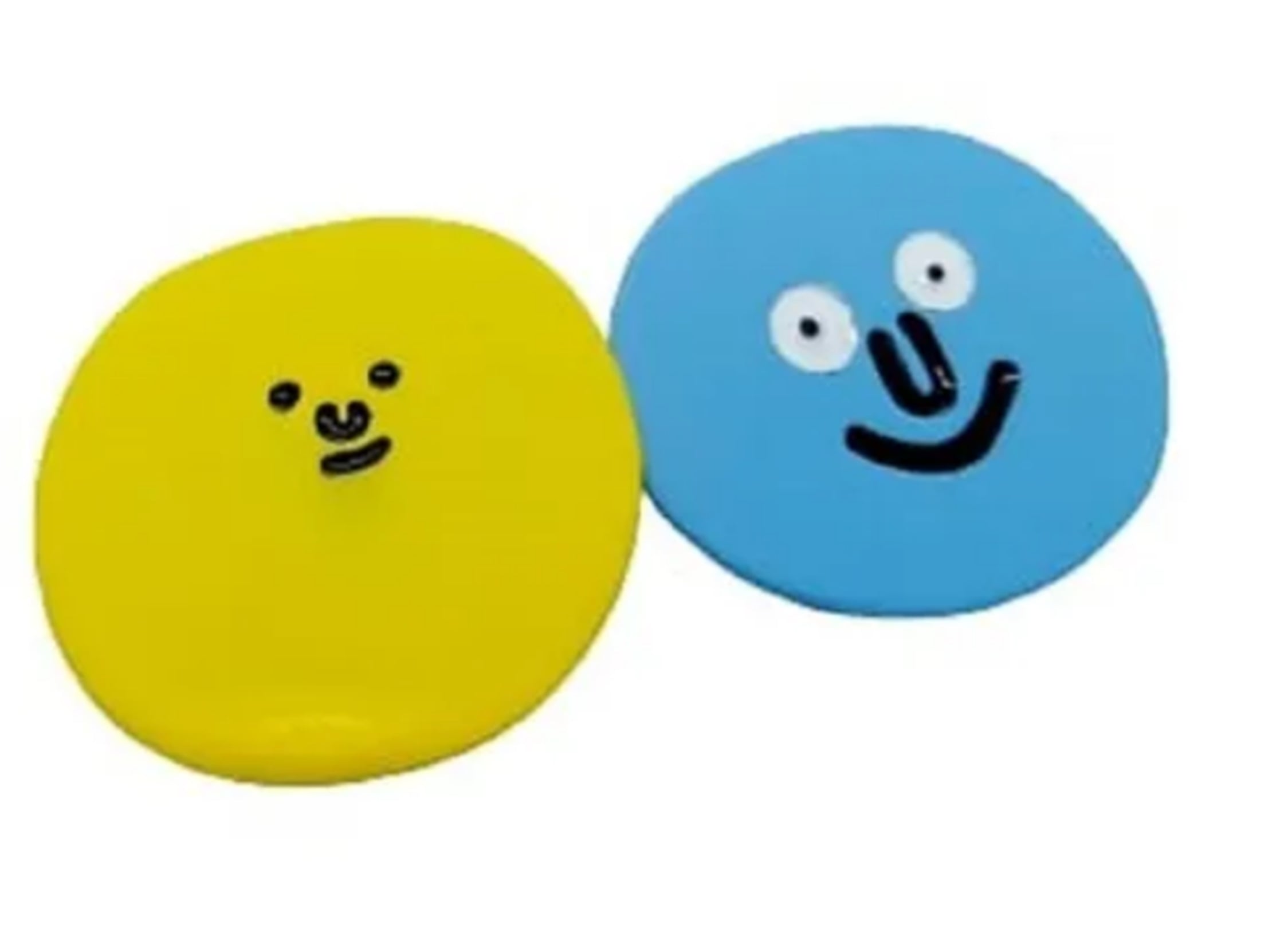 AROS ASIMÉTRICOS DE TACHUELA CON CARITAS SUAVE RESINA EPOXI AZUL AMARILLO - 1