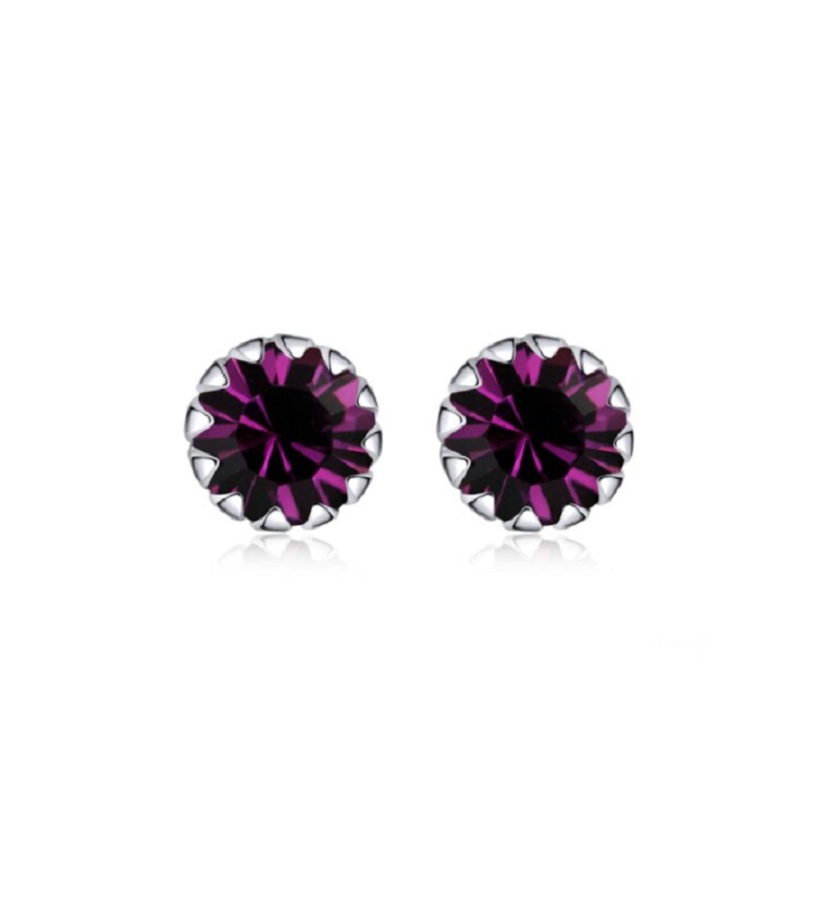 PENDIENTES COLORES PUNTOS DE LUZ 5MM PLATA FINA LEY S925 - 1