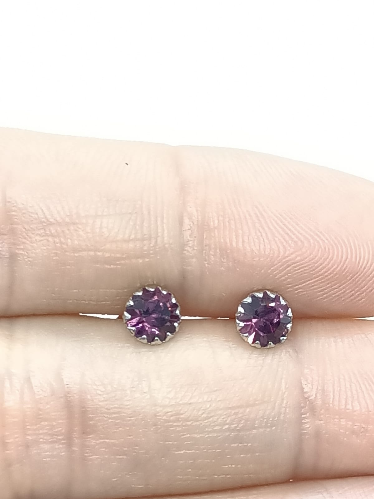 PENDIENTES COLORES PUNTOS DE LUZ 5MM PLATA FINA LEY S925 - 3