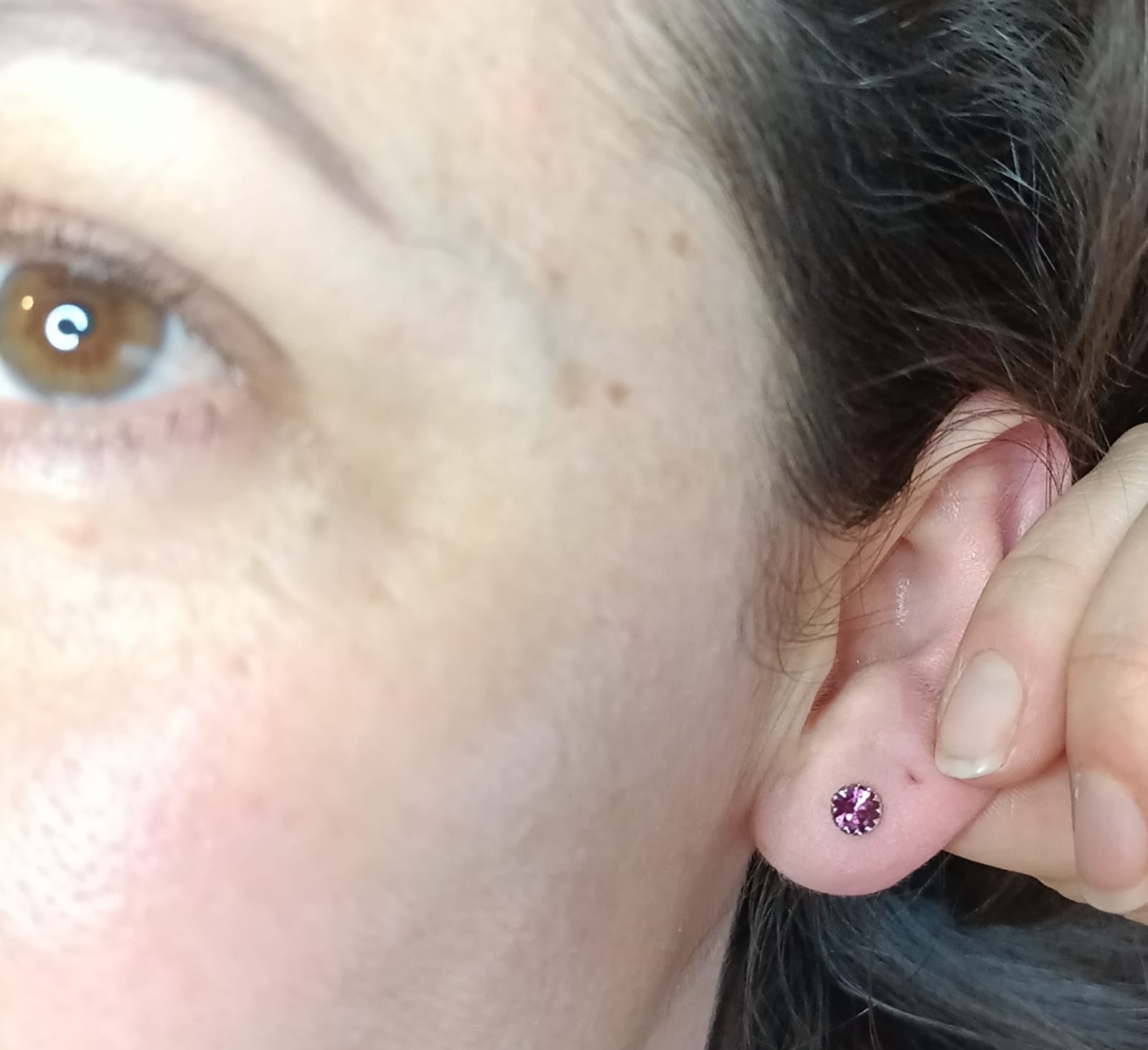 PENDIENTES COLORES PUNTOS DE LUZ 5MM PLATA FINA LEY S925 - 5