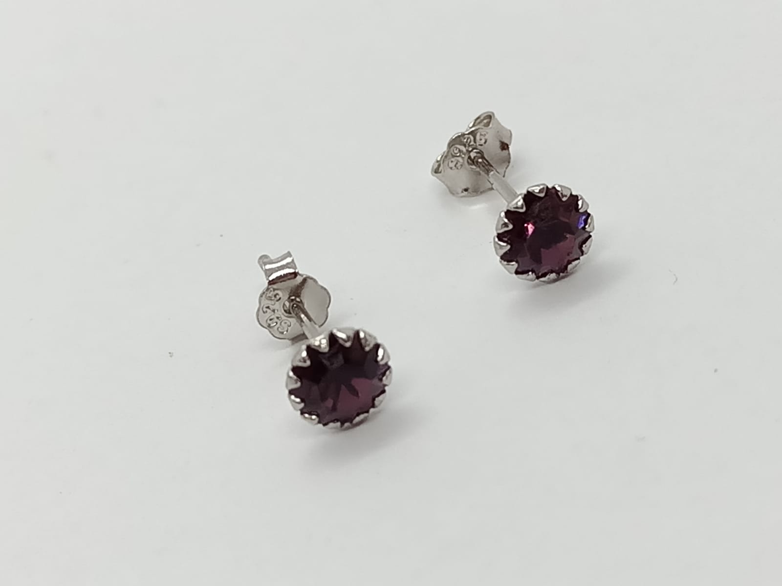 PENDIENTES COLORES PUNTOS DE LUZ 5MM PLATA FINA LEY S925 - 6
