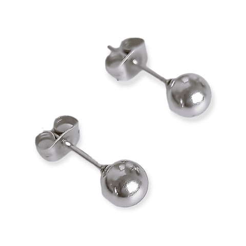 PENDIENTES ESFERAS PLATEADAS DE 6MM HIPOALERGENICOS