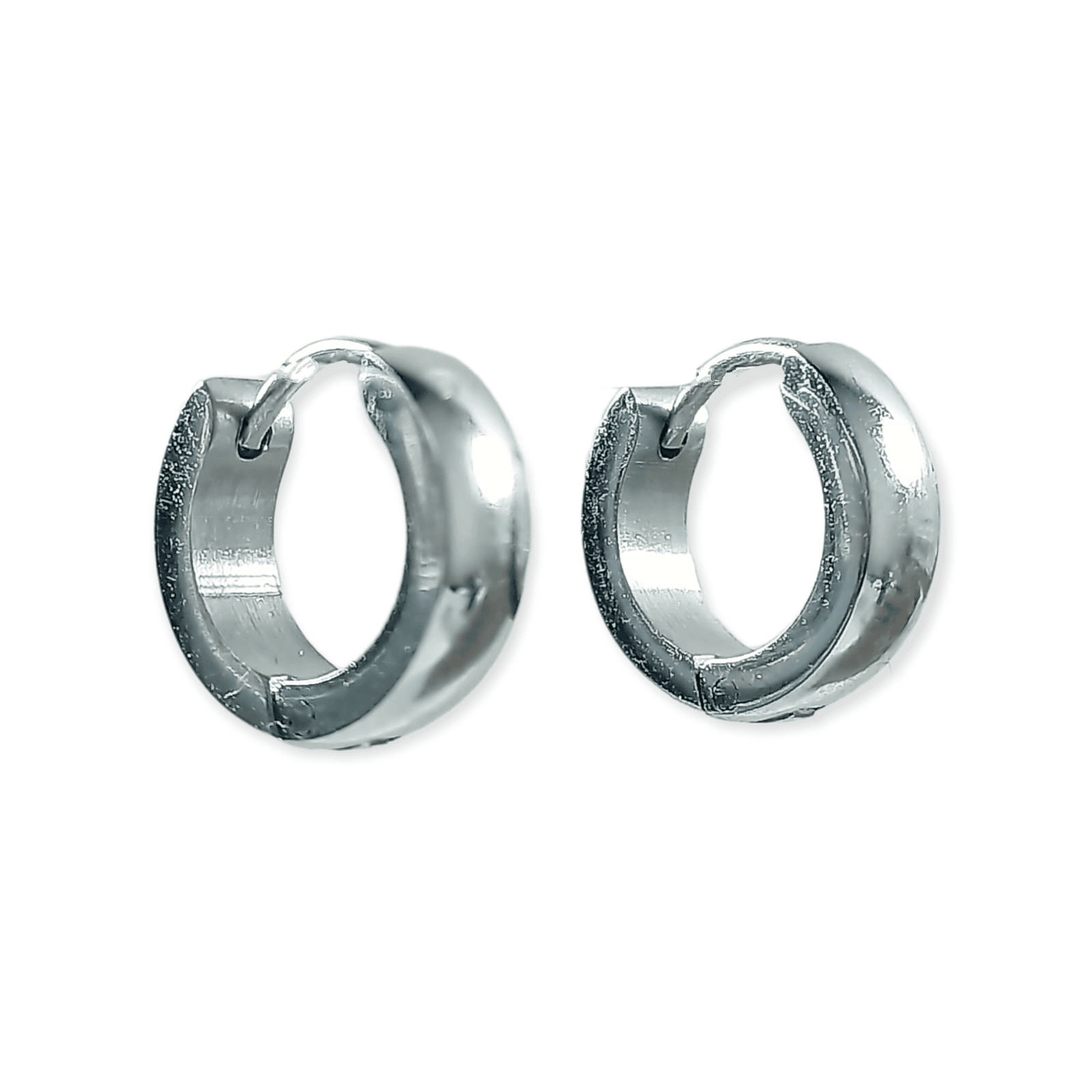 PENDIENTES AROS PUNK PLATEADAS SIN GENERO HUGGIES - 1