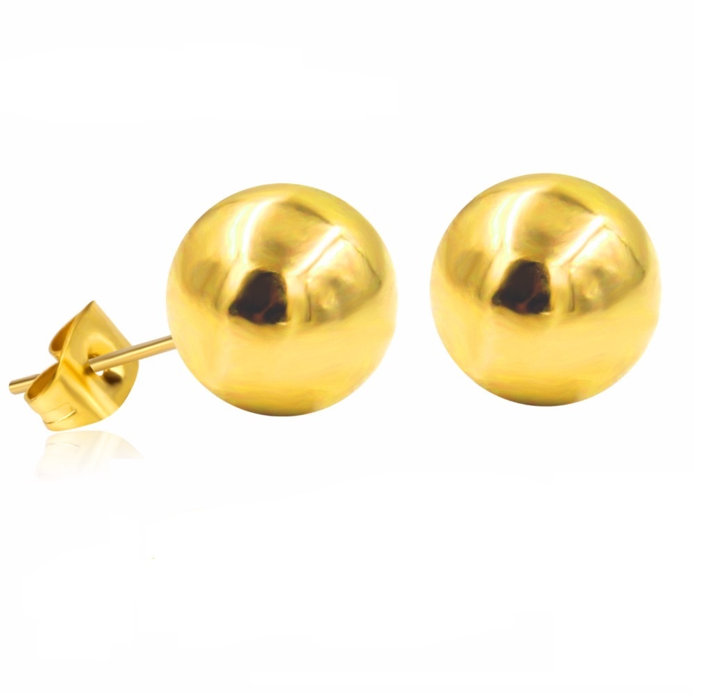 PENDIENTES ESFERAS HIPOALERGÉNICOS DE 7MM CHAPADOS EN ORO 14KL - 1