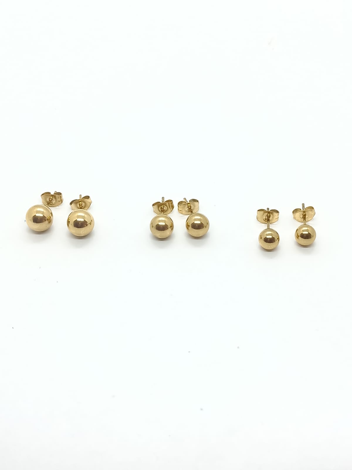 PENDIENTES ESFERAS HIPOALERGÉNICOS DE 7MM CHAPADOS EN ORO 14KL - 3