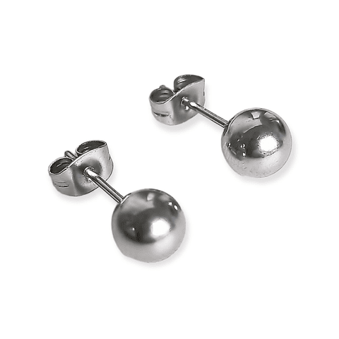 PENDIENTES ESFERAS PLATEADAS DE 8MM HIPOALERGÉNICOS - 1