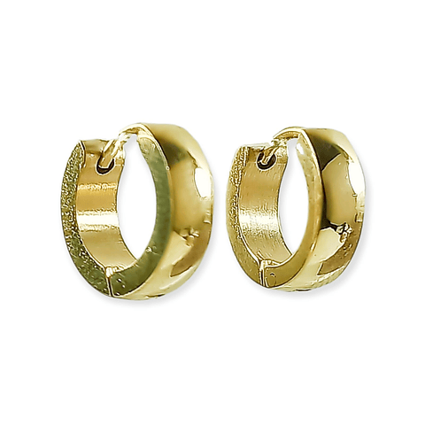 PENDIENTES AROS PUNK CHAPADAS EN ORO SIN GENERO HUGGIES - 1