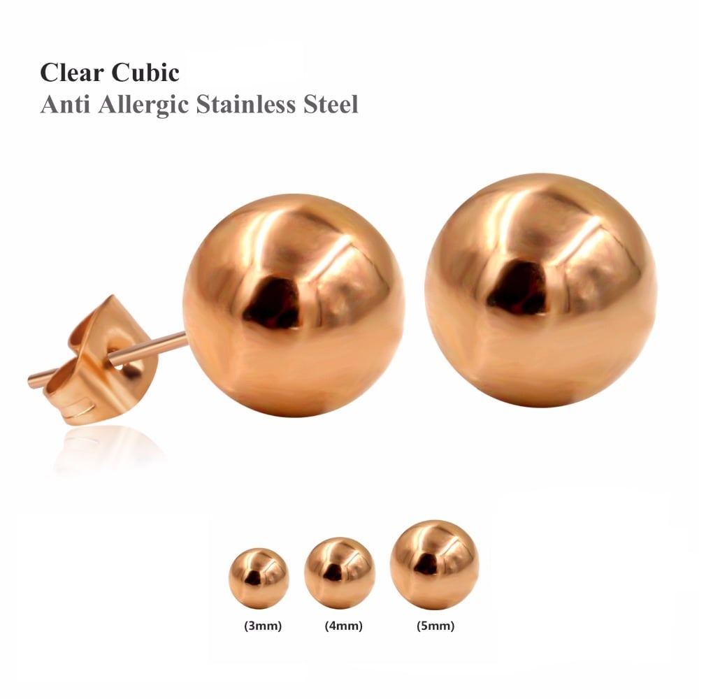 PENDIENTES ESFERAS HIPOALERGÉNICOS DE 8MM CHAPADOS EN ORO 14KL - 4