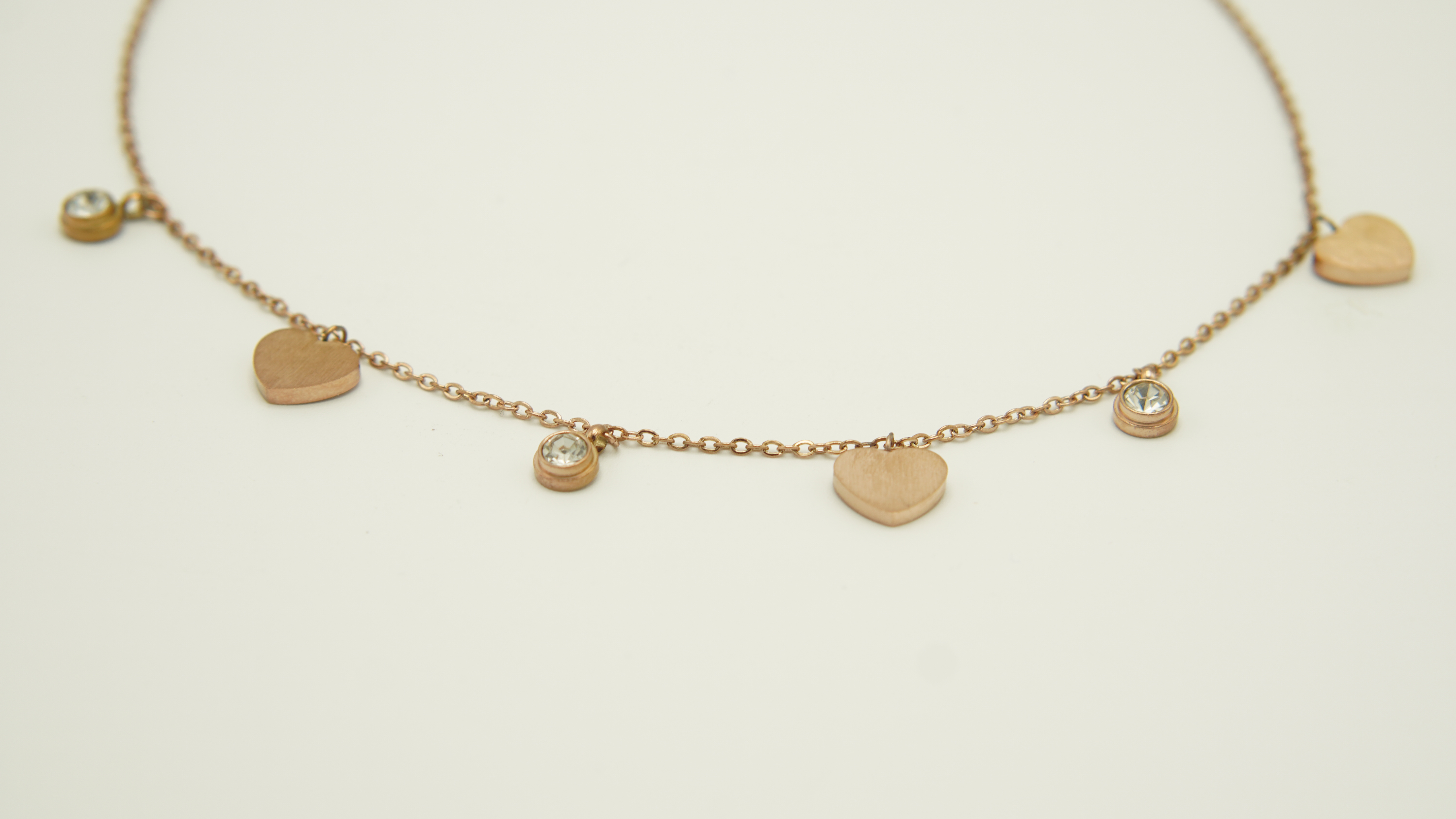 COLGANTE CORAZON PUNTO DE LUZ COLLAR CHAPADO ORO ROSA - 4