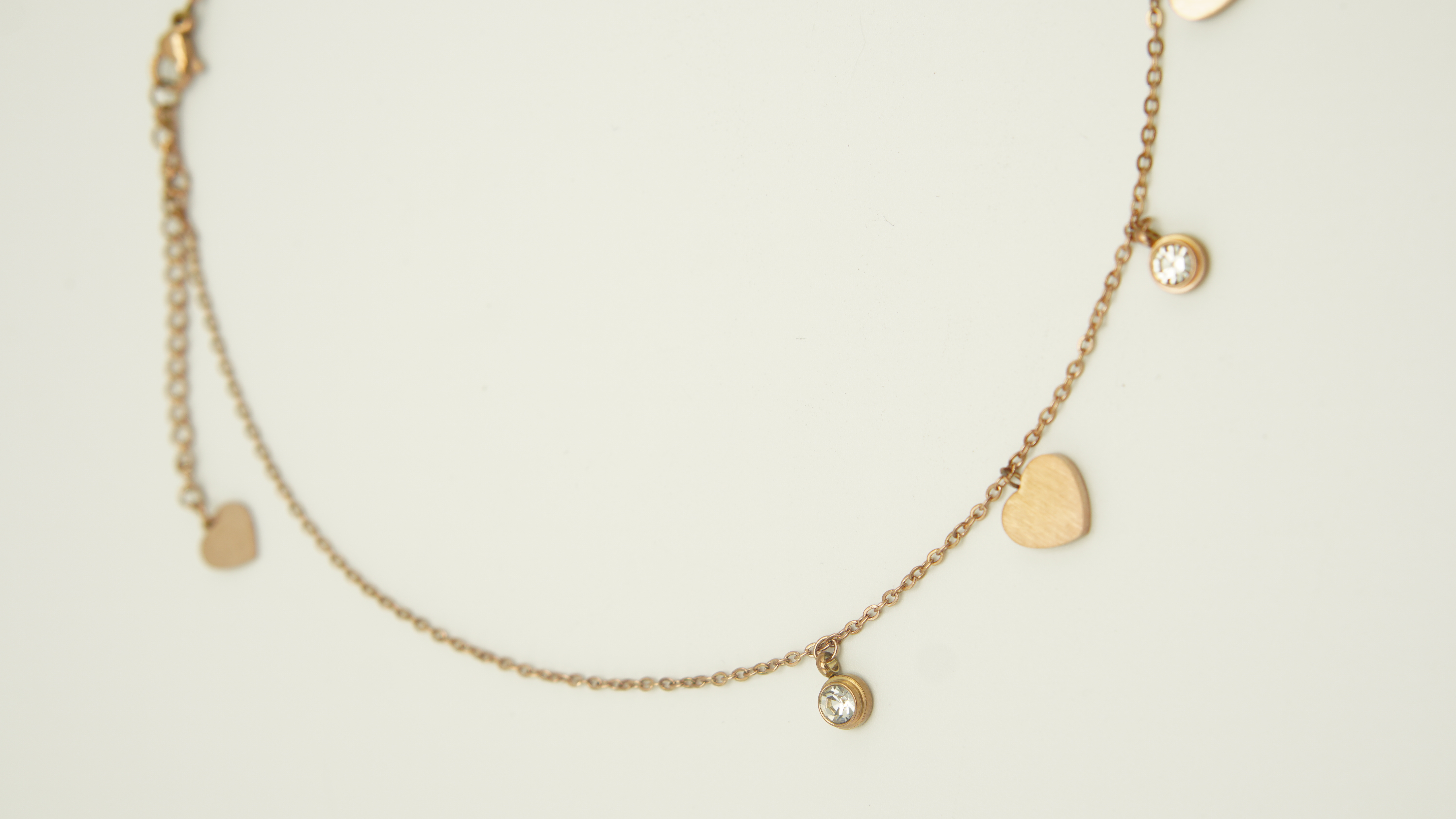 COLGANTE CORAZON PUNTO DE LUZ COLLAR CHAPADO ORO ROSA - 5