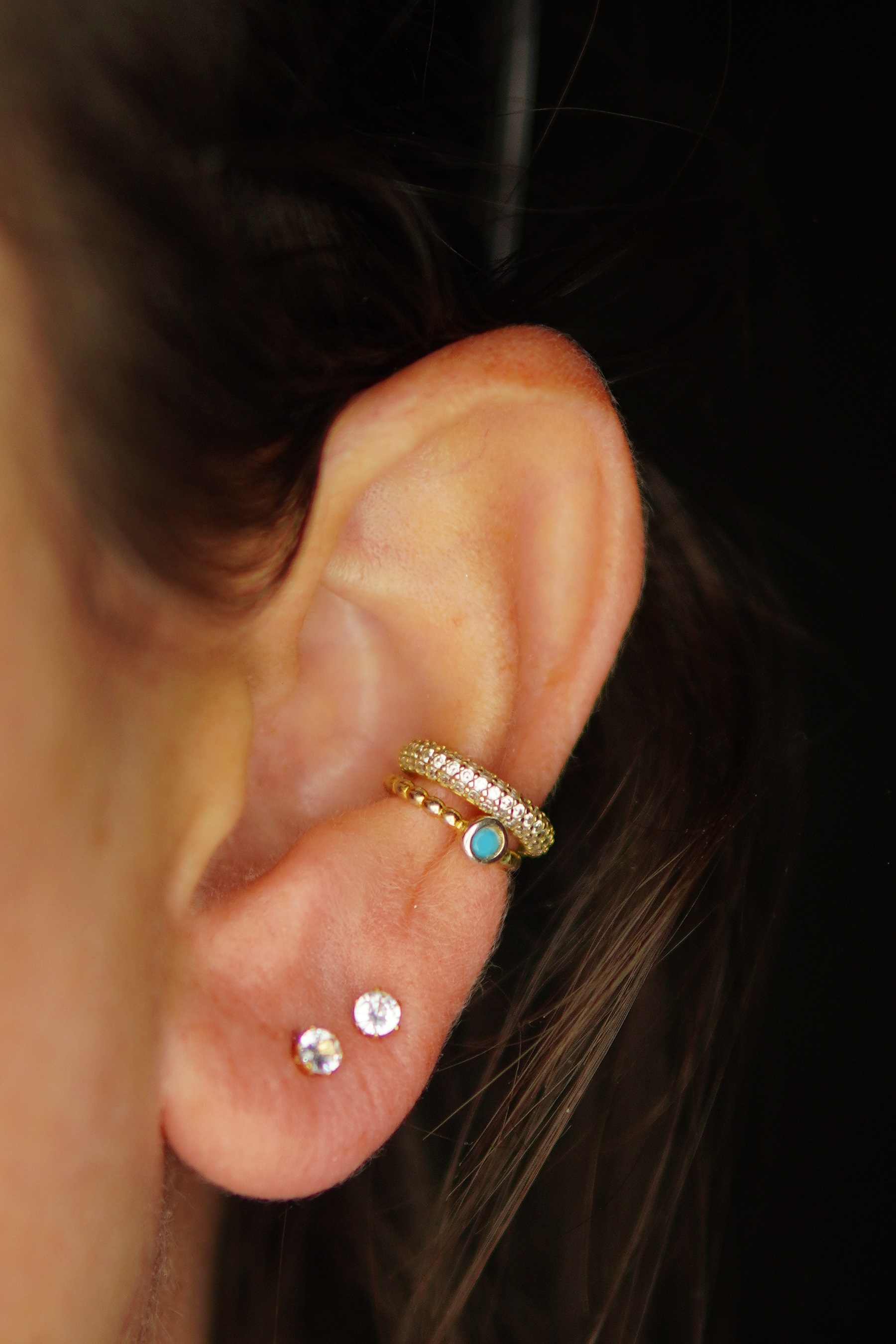 AROS EL BAÚL DE JUMA ABRIDORES PUNTO DE LUZ 3MM ZIRCONIA CHAPADO EN ORO 18K - 3
