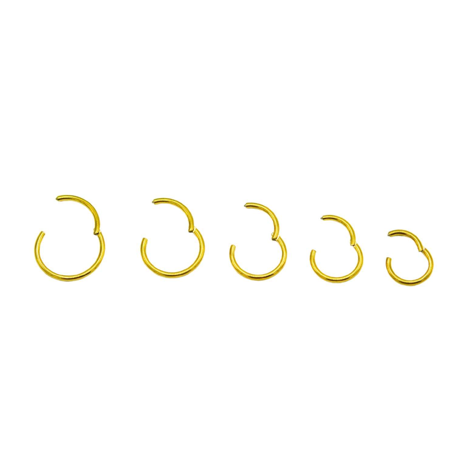 PACK 5 PIERCING CLICKER 18G TITANIO ASTM F136 CHAPADO ORO - 1