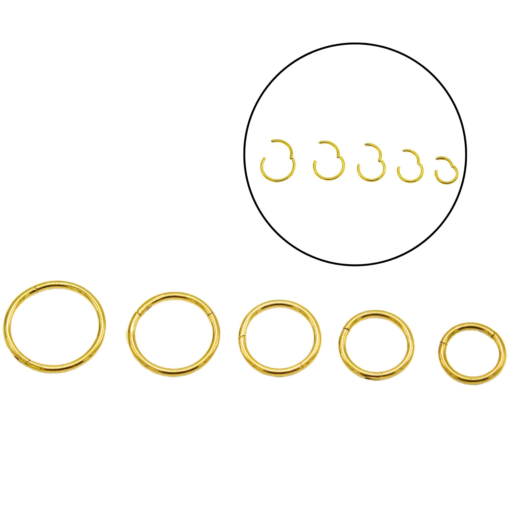 PACK 5 PIERCING CLICKER 18G TITANIO ASTM F136 CHAPADO ORO - 4
