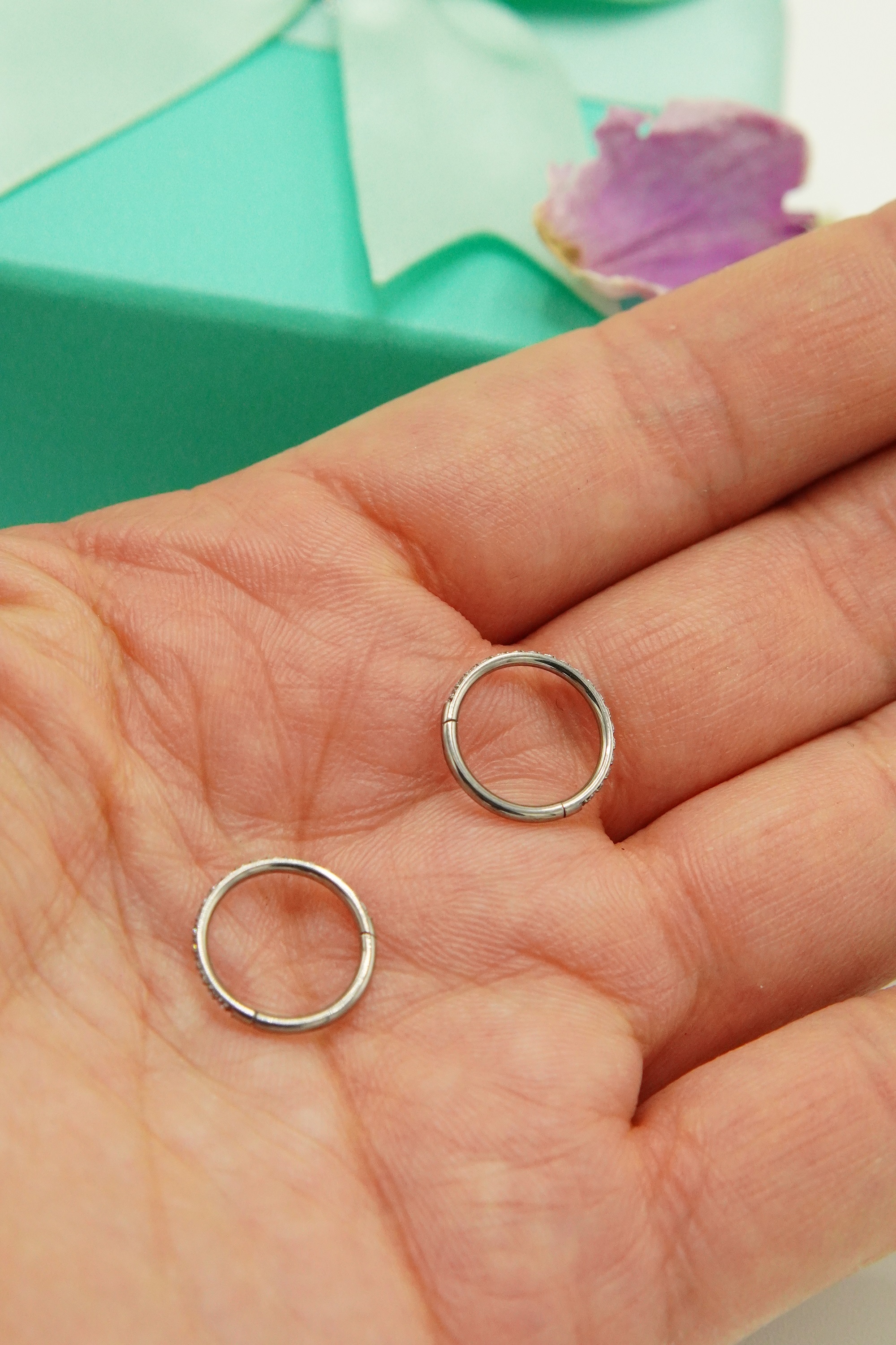 ARGOLLAS HUGGIES 10MM 16G TITANIO F136 ZIRCONIA PLATEADAS - 3