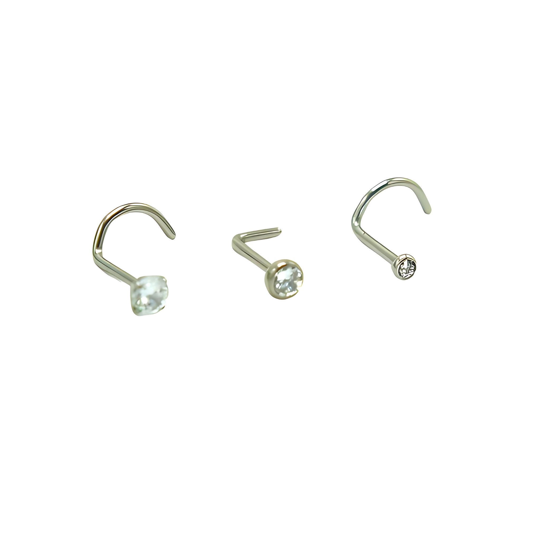 PACK 3 PIERCING NOSTRIL S Y L ZIRCONIA TITANIO ASTM F136 20G - 1