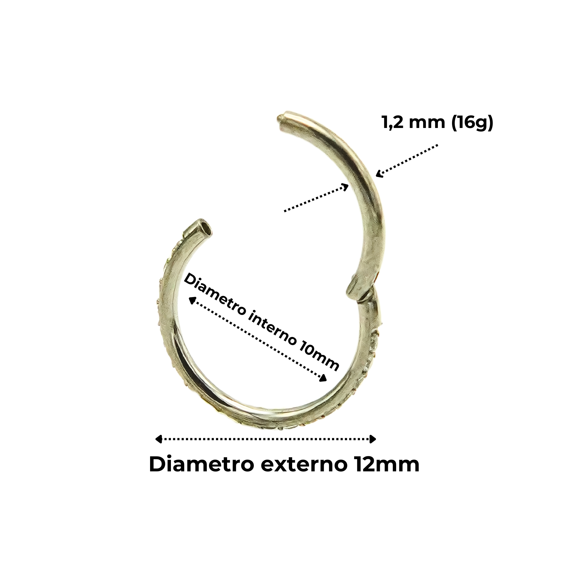 PIERCING SEPTUM 10MM OREJA ZIRCONIAS 16G TITANIO ASTM F136 - 5