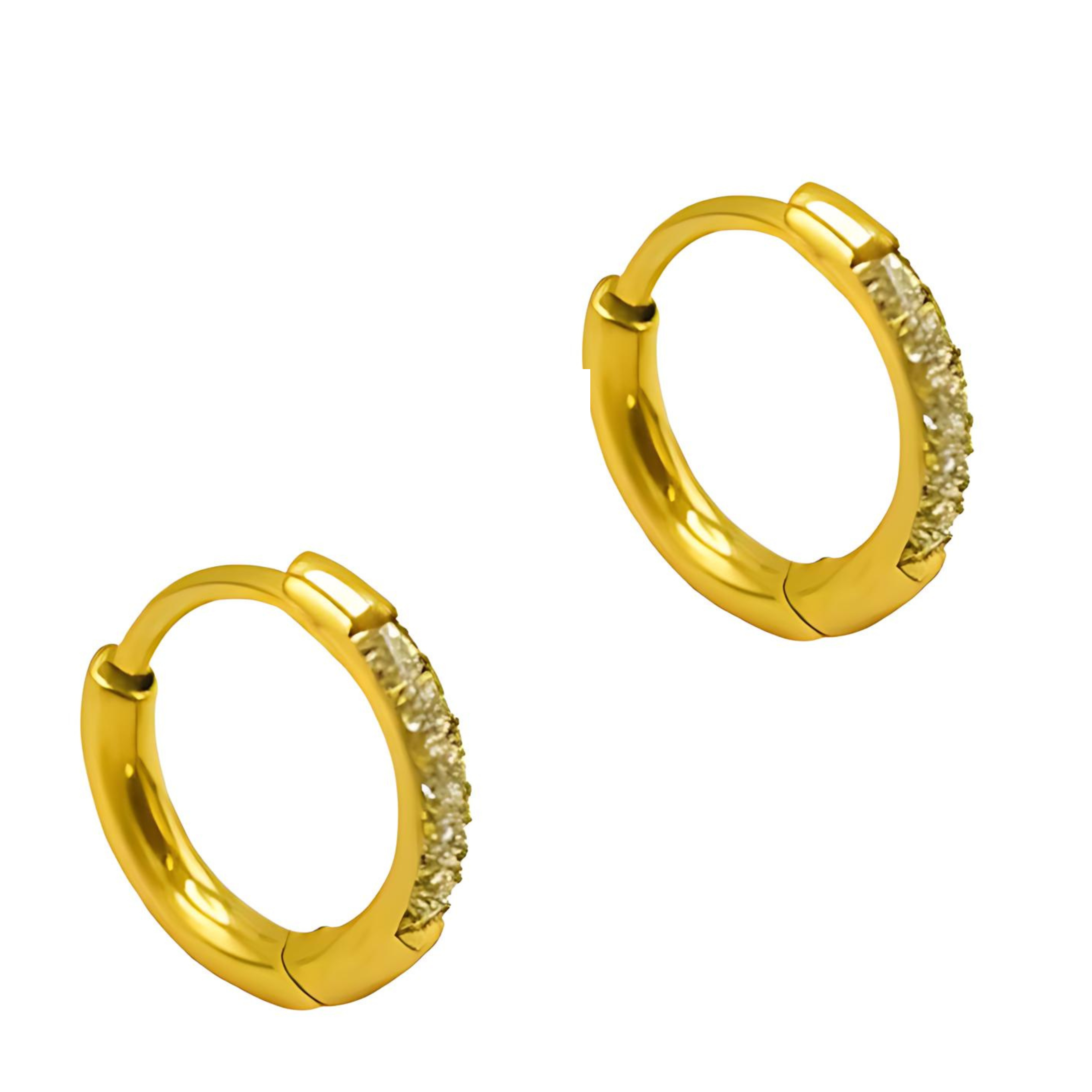 ARGOLLAS CIRCONIOS 8MM TITANIO ASTM F136 CHAPADO EN ORO 18K - 1