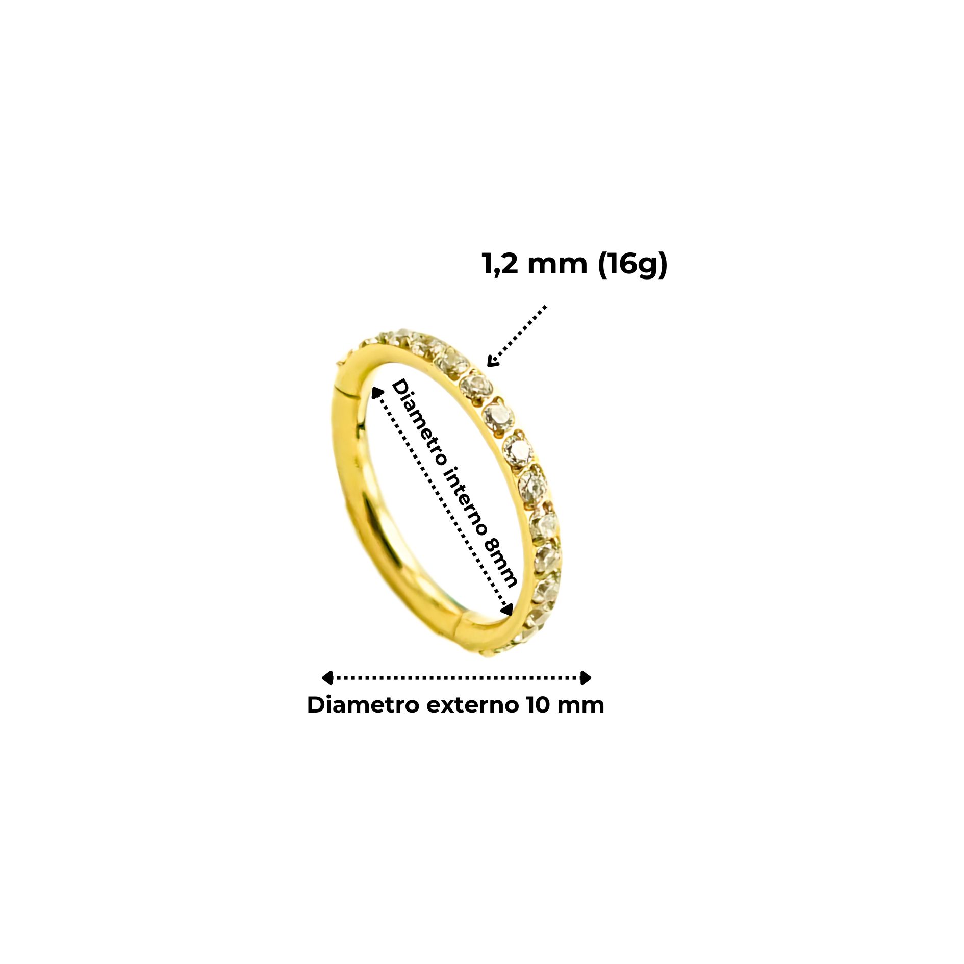 PIERCING SEPTUM 8MM OREJA CHAPADO EN ORO TITANIO ASTM F136 - 7